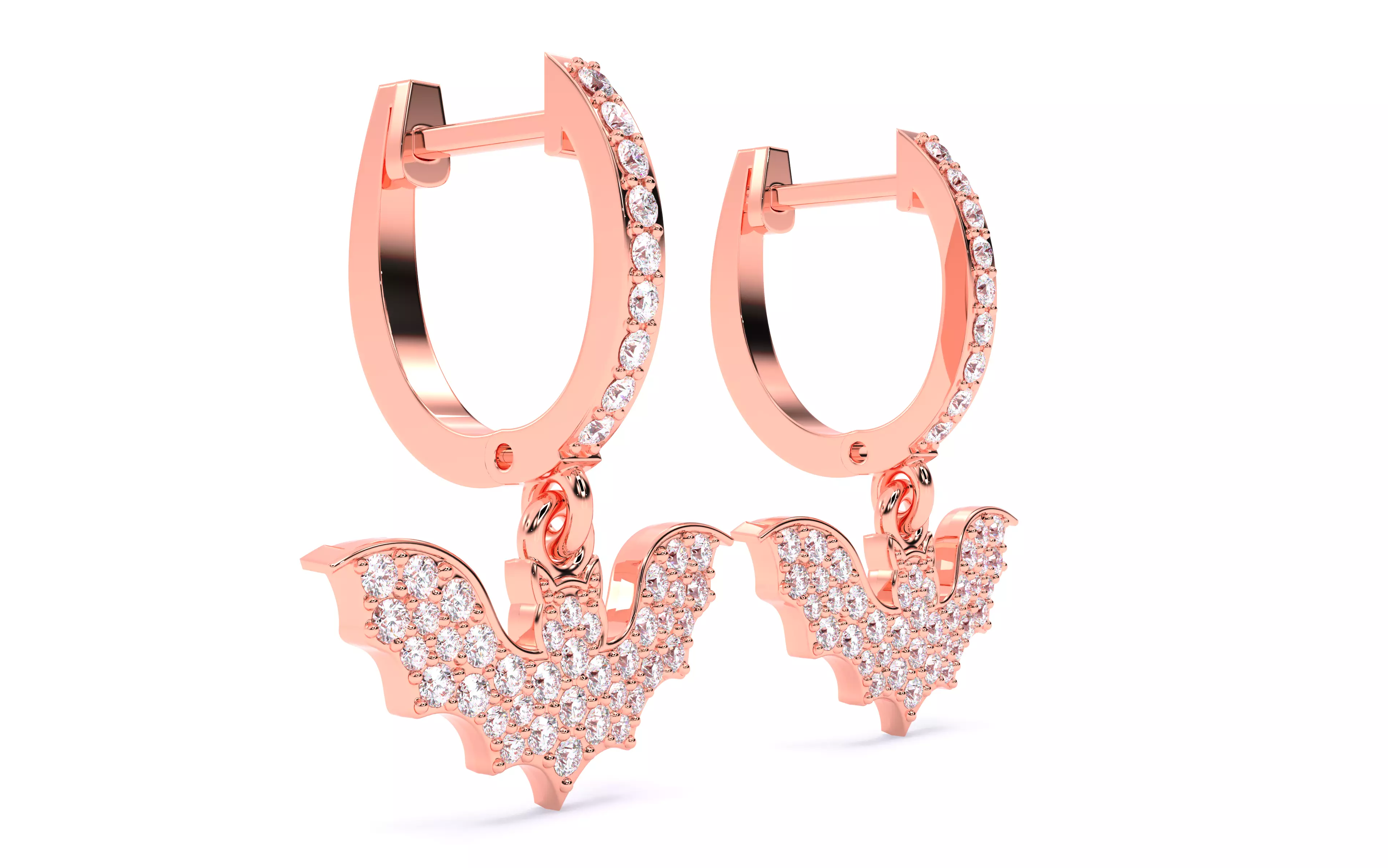 Halloween Bat Earrings 3dm stl renders details 3D print model_16