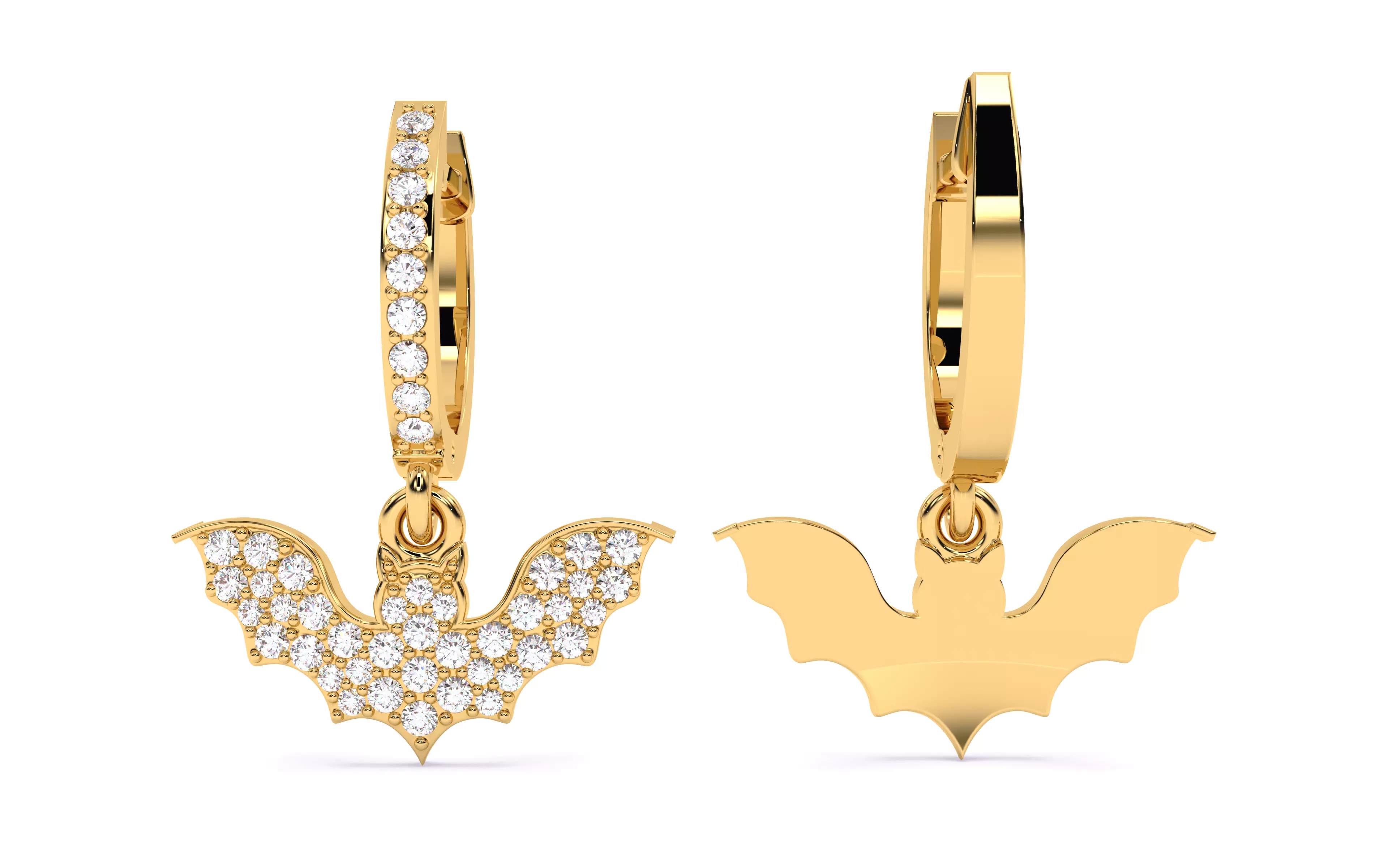 Halloween Bat Earrings 3dm stl renders details 3D print model_8