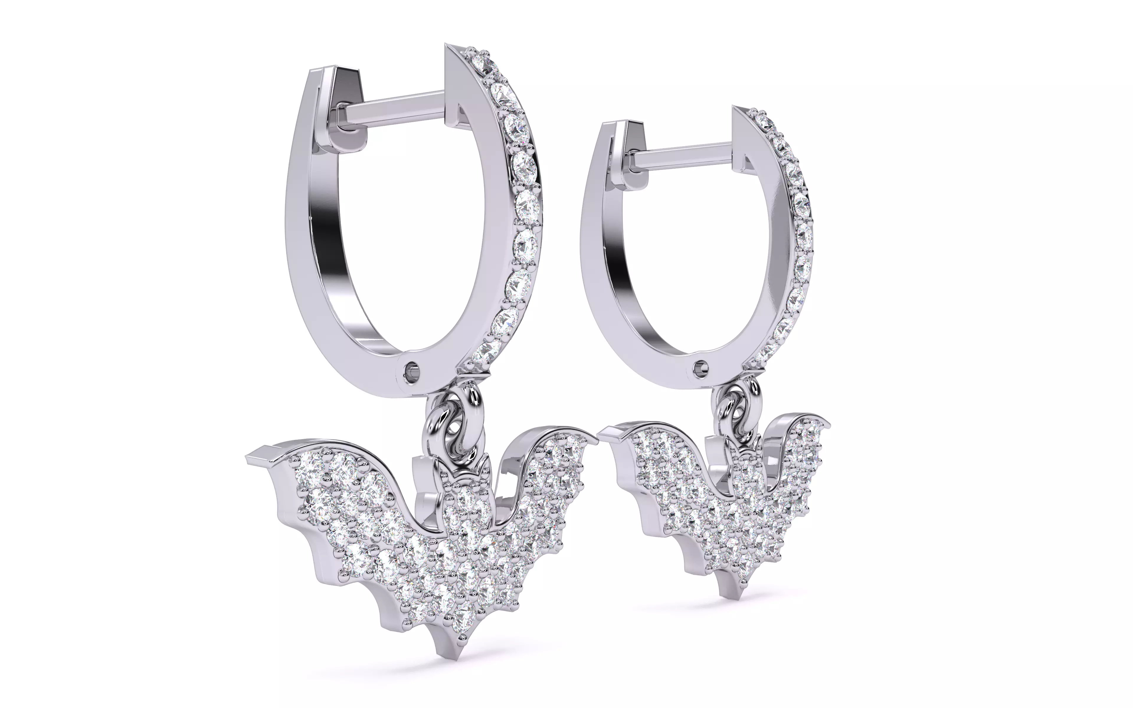 Halloween Bat Earrings 3dm stl renders details 3D print model_18