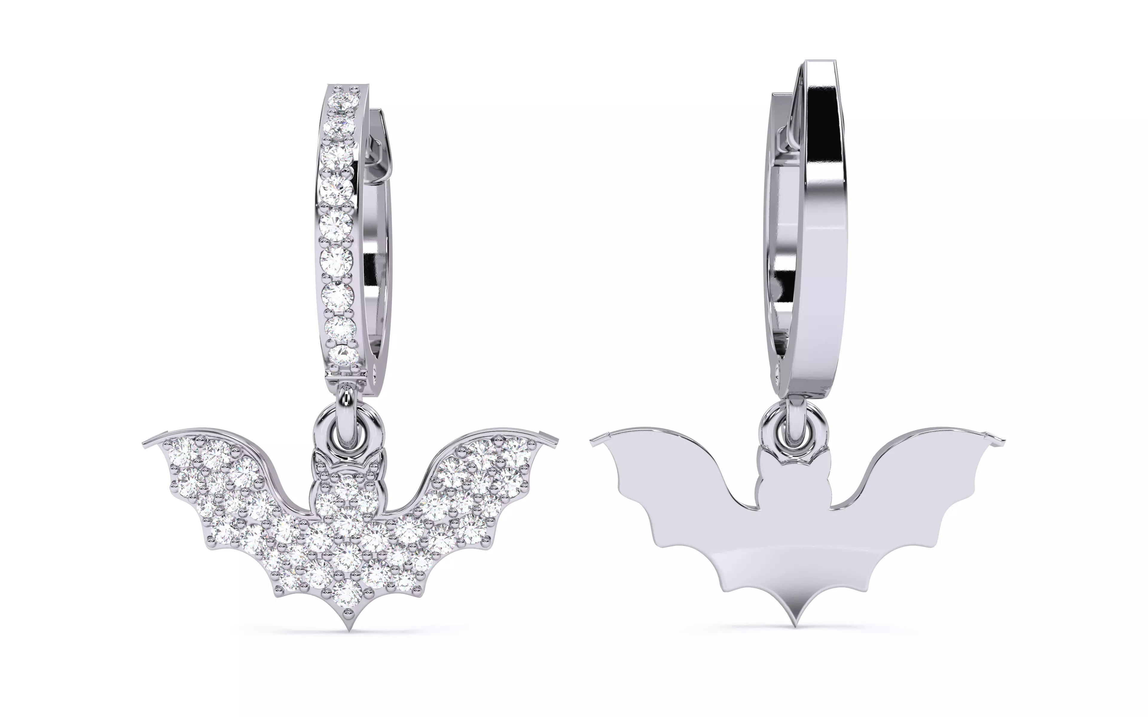 Halloween Bat Earrings 3dm stl renders details 3D print model_5