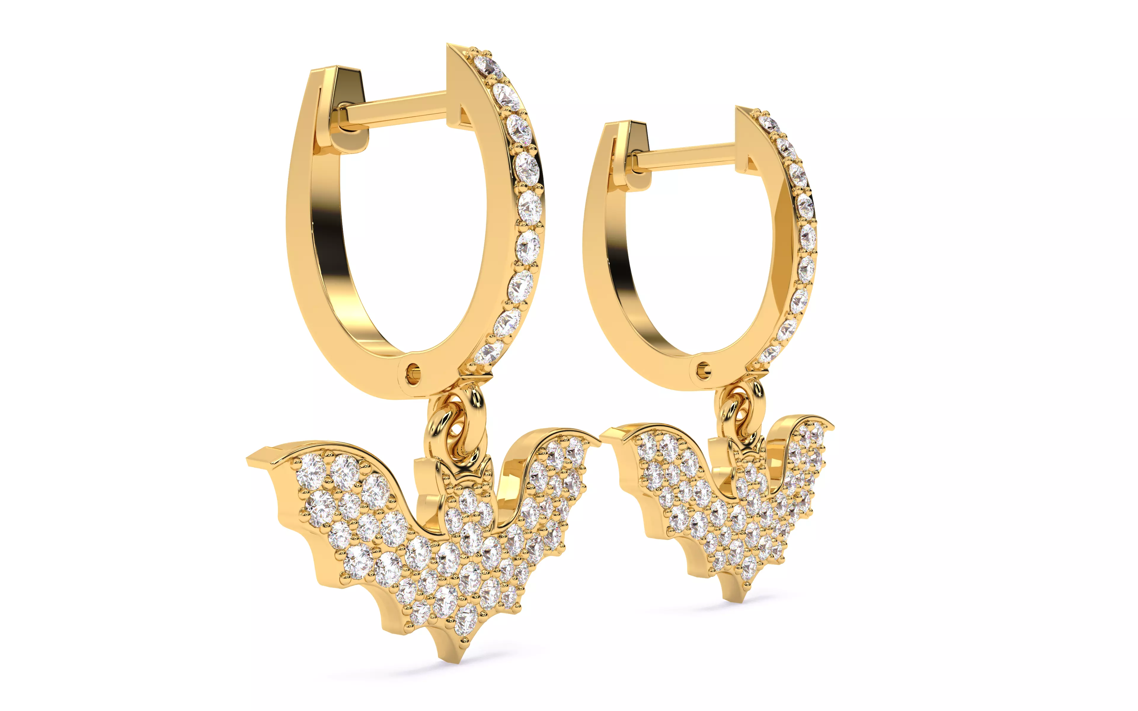 Halloween Bat Earrings 3dm stl renders details 3D print model_19