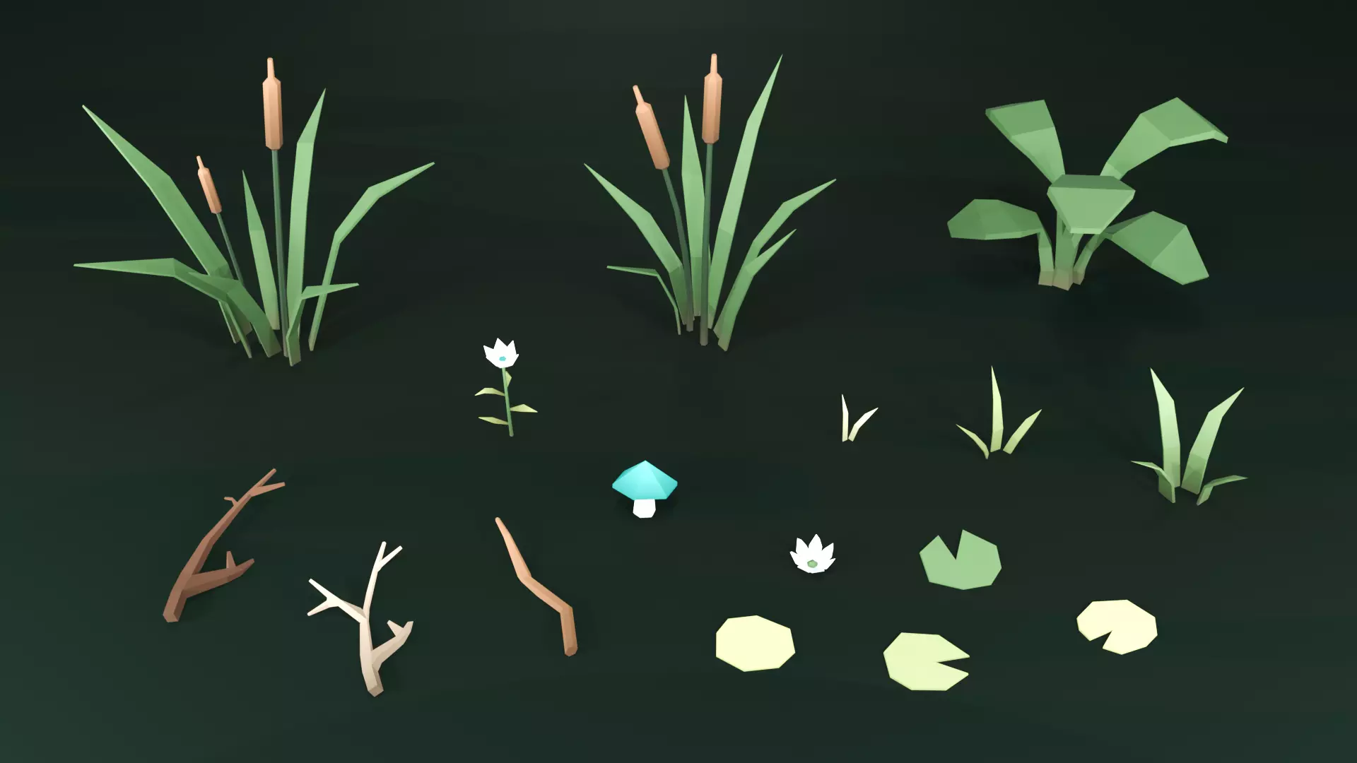 Low Poly Swamp Environment Pack Low-poly 3D model_9