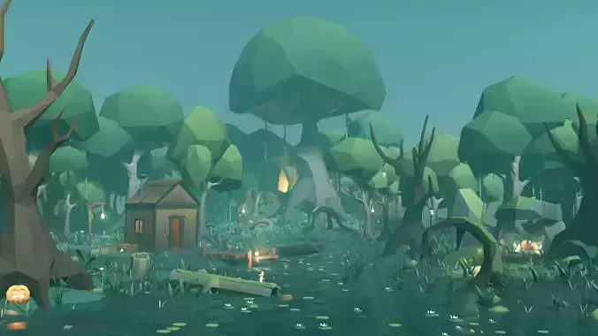 Low Poly Swamp Environment Pack Low-poly 3D model
