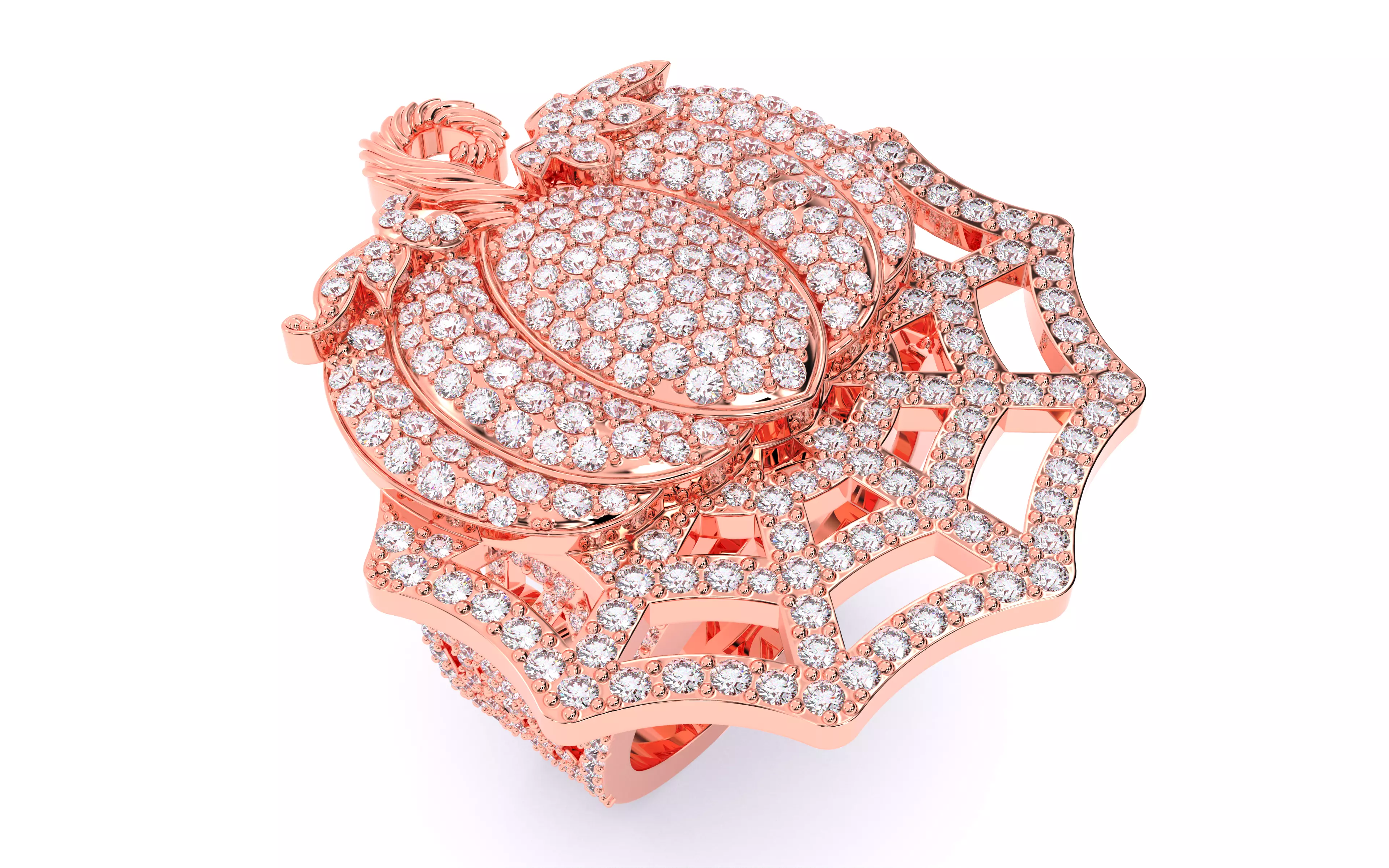 Halloween Pumpkin on Spider Web Ring 3D print model_7