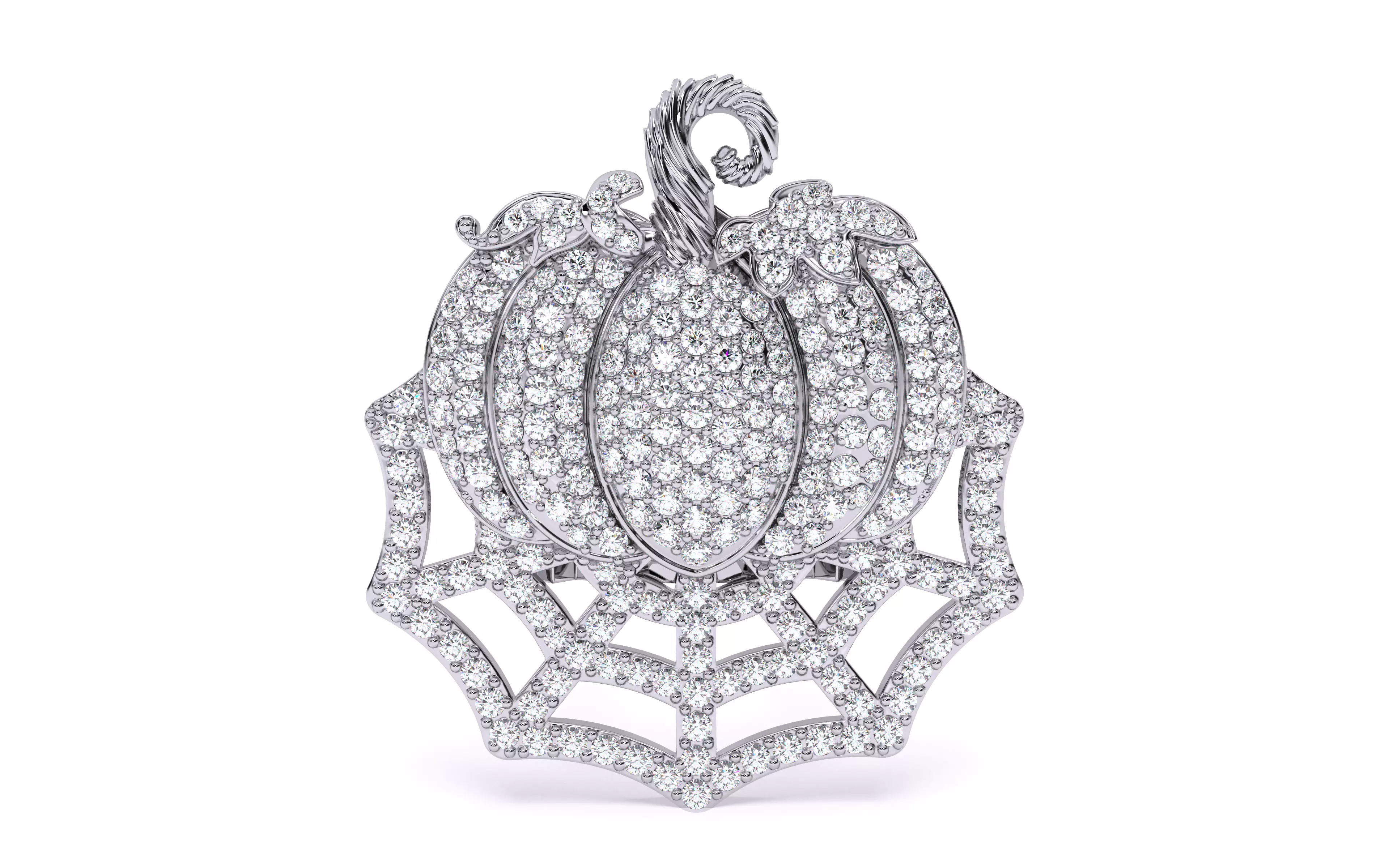 Halloween Pumpkin on Spider Web Ring 3D print model_27