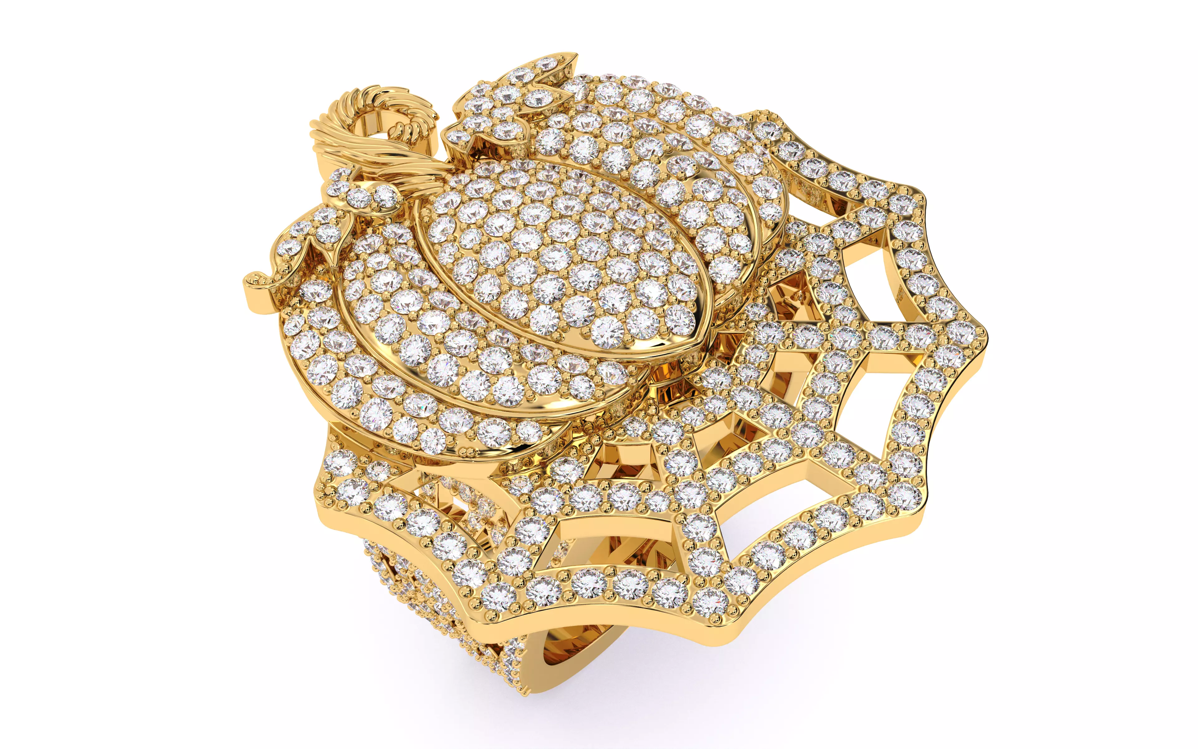 Halloween Pumpkin on Spider Web Ring 3D print model_10