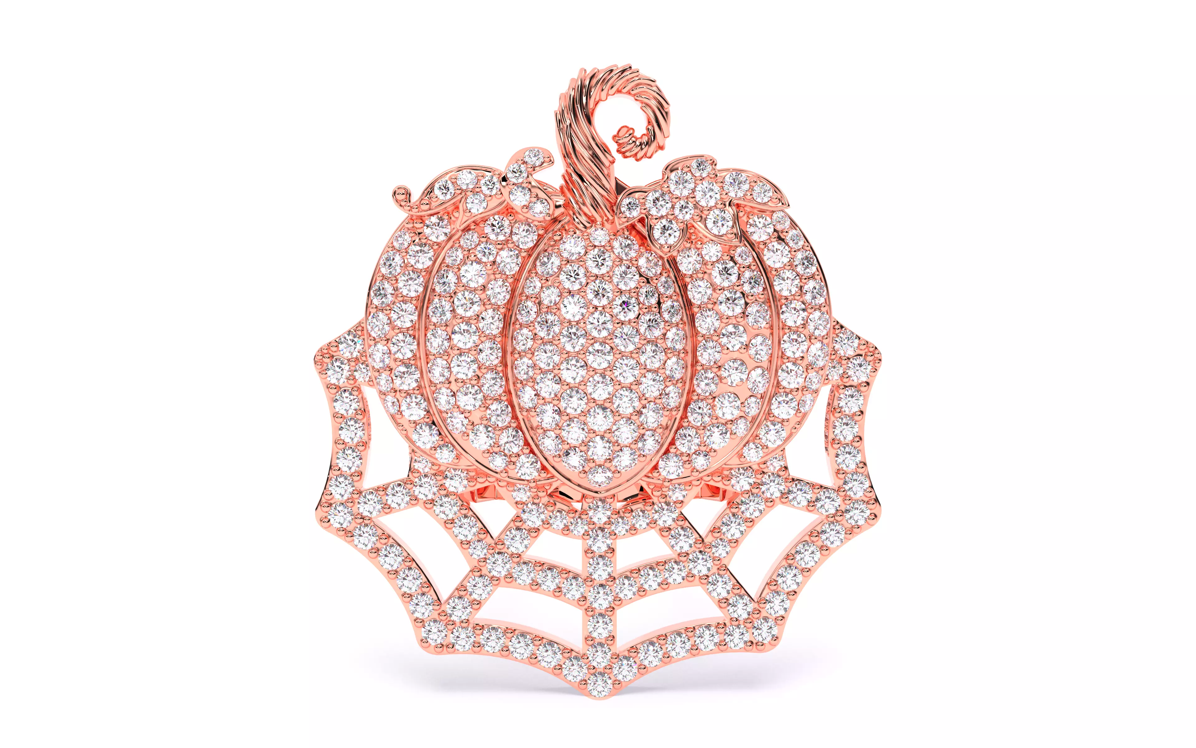 Halloween Pumpkin on Spider Web Ring 3D print model_29