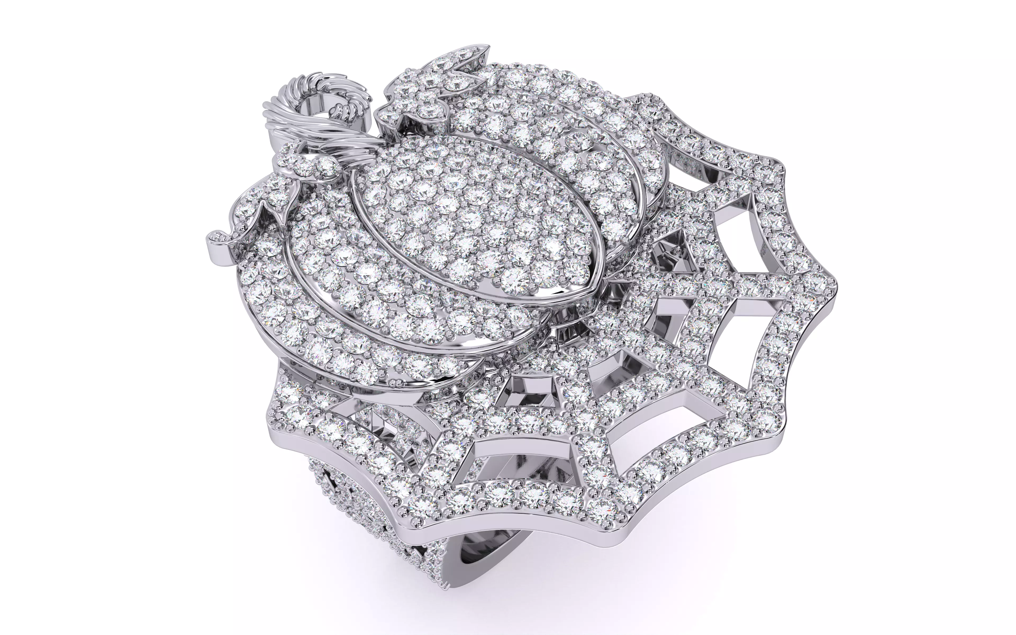 Halloween Pumpkin on Spider Web Ring 3D print model_9