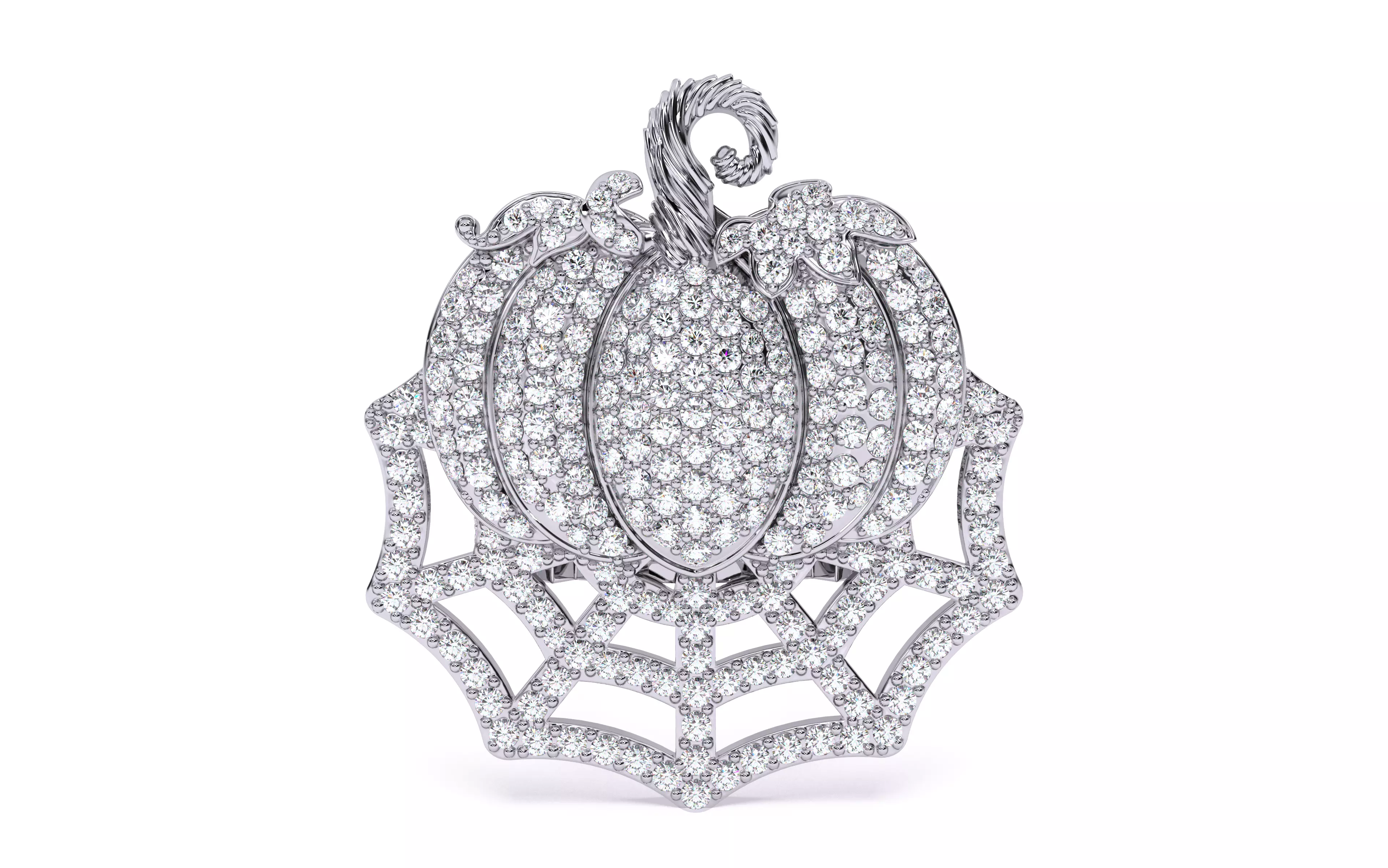 Halloween Pumpkin on Spider Web Ring 3D print model_26