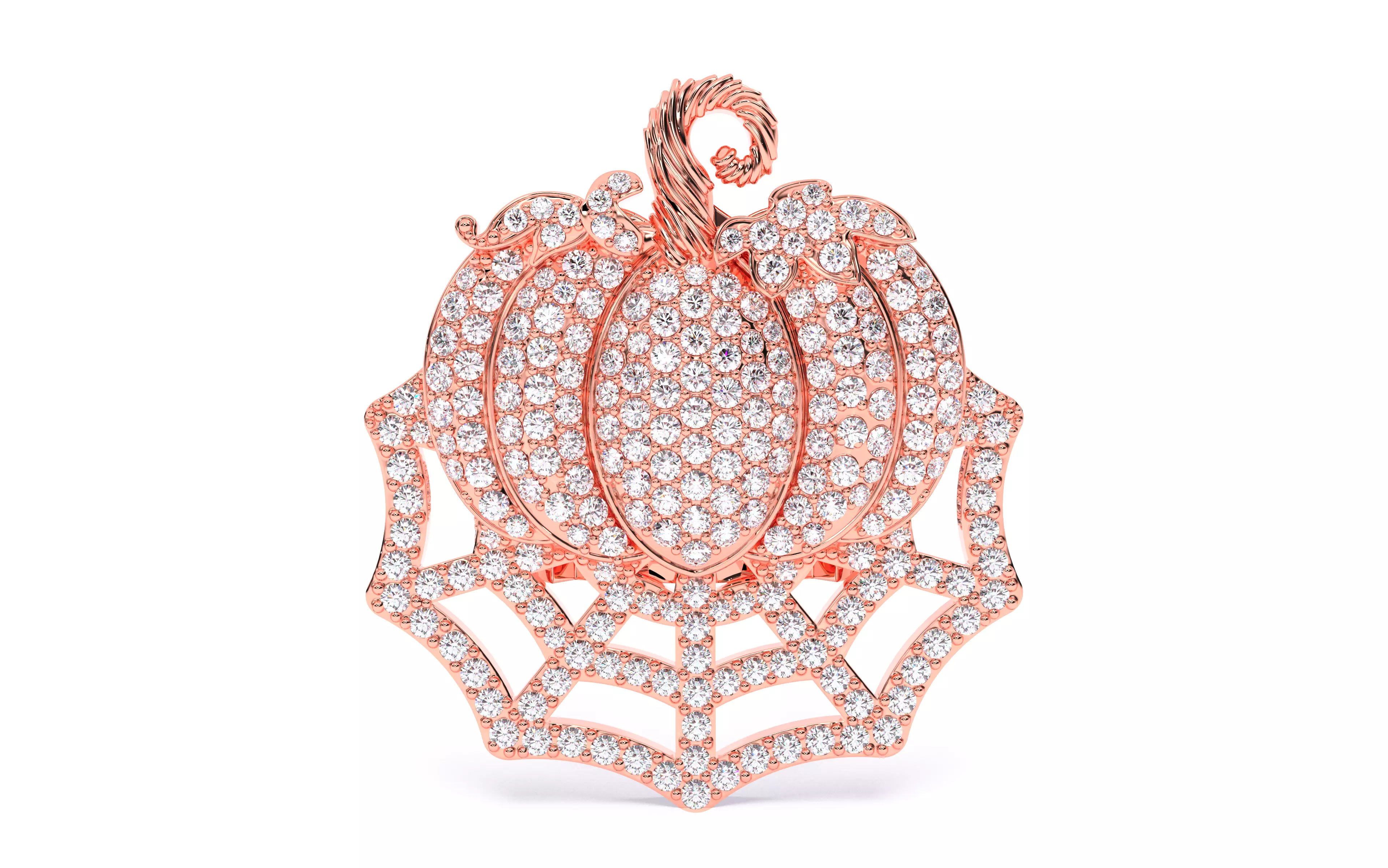 Halloween Pumpkin on Spider Web Ring 3D print model_28