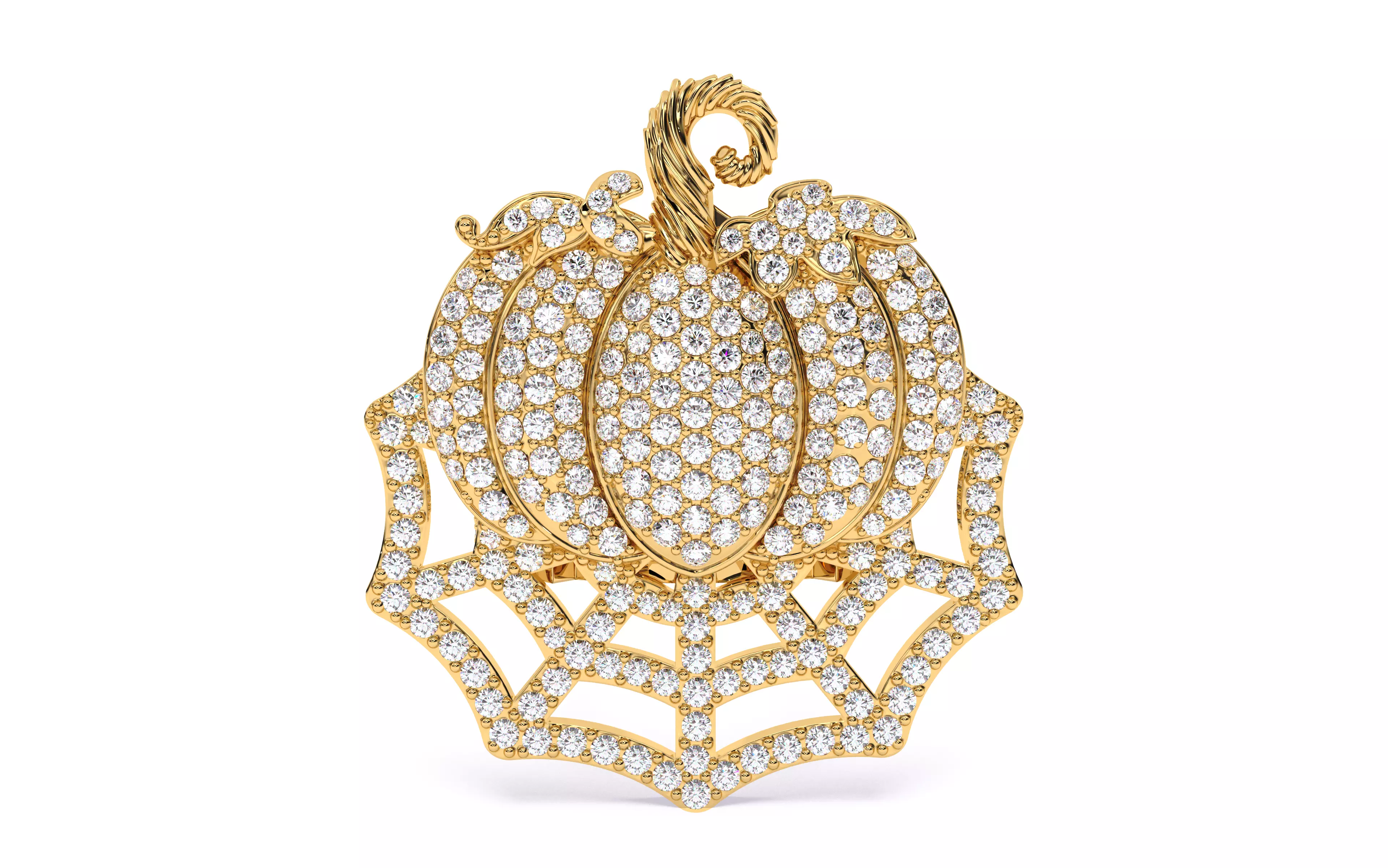 Halloween Pumpkin on Spider Web Ring 3D print model_24