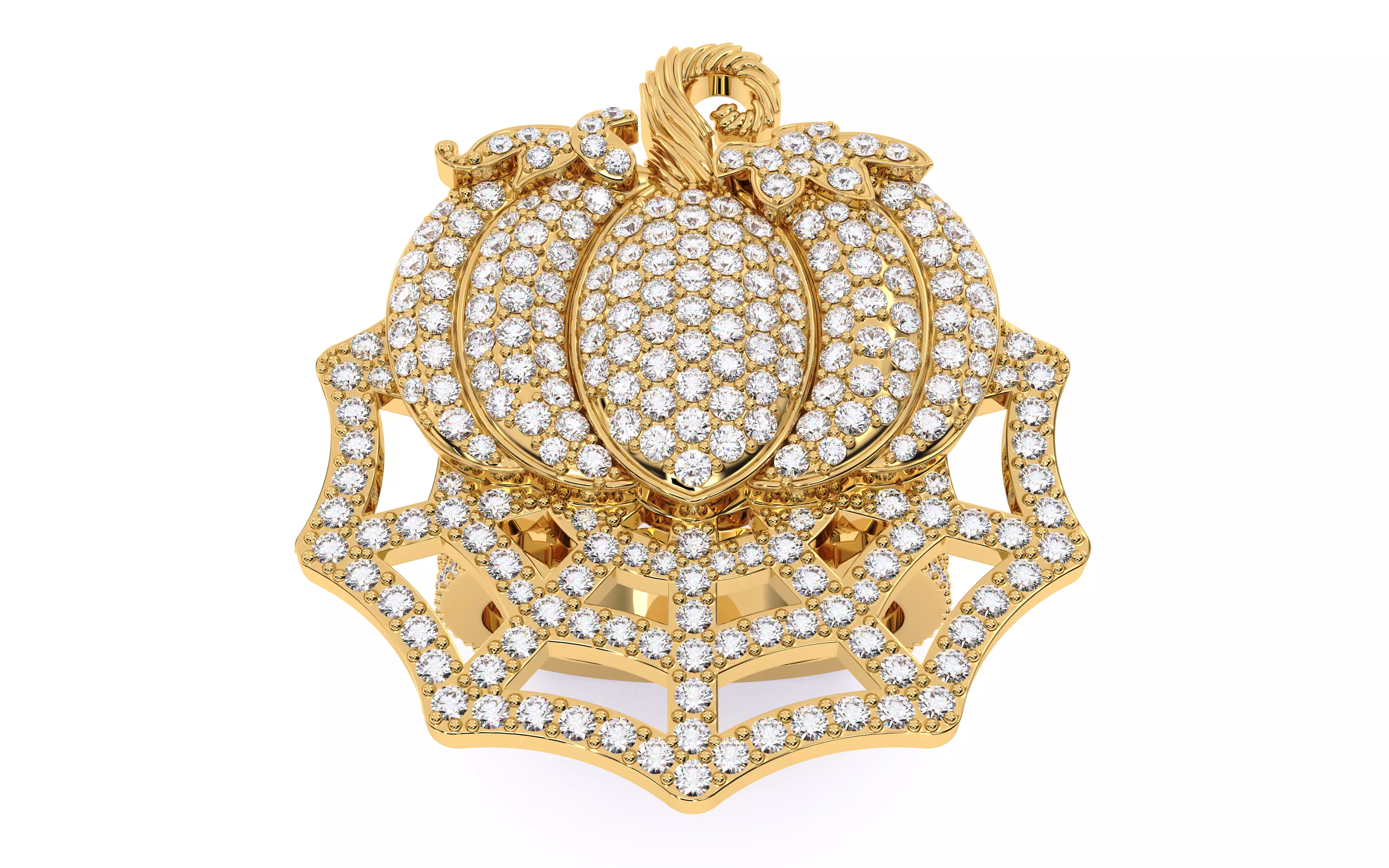 Halloween Pumpkin on Spider Web Ring 3D print model_1