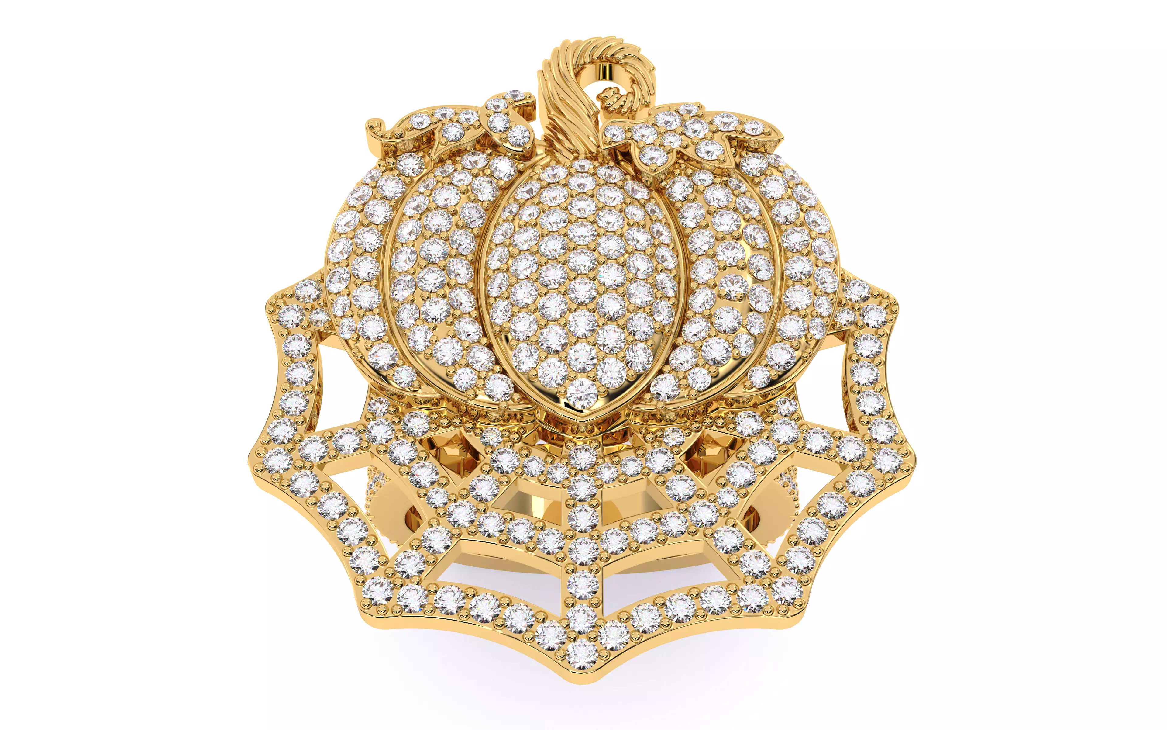 Halloween Pumpkin on Spider Web Ring 3D print model_2