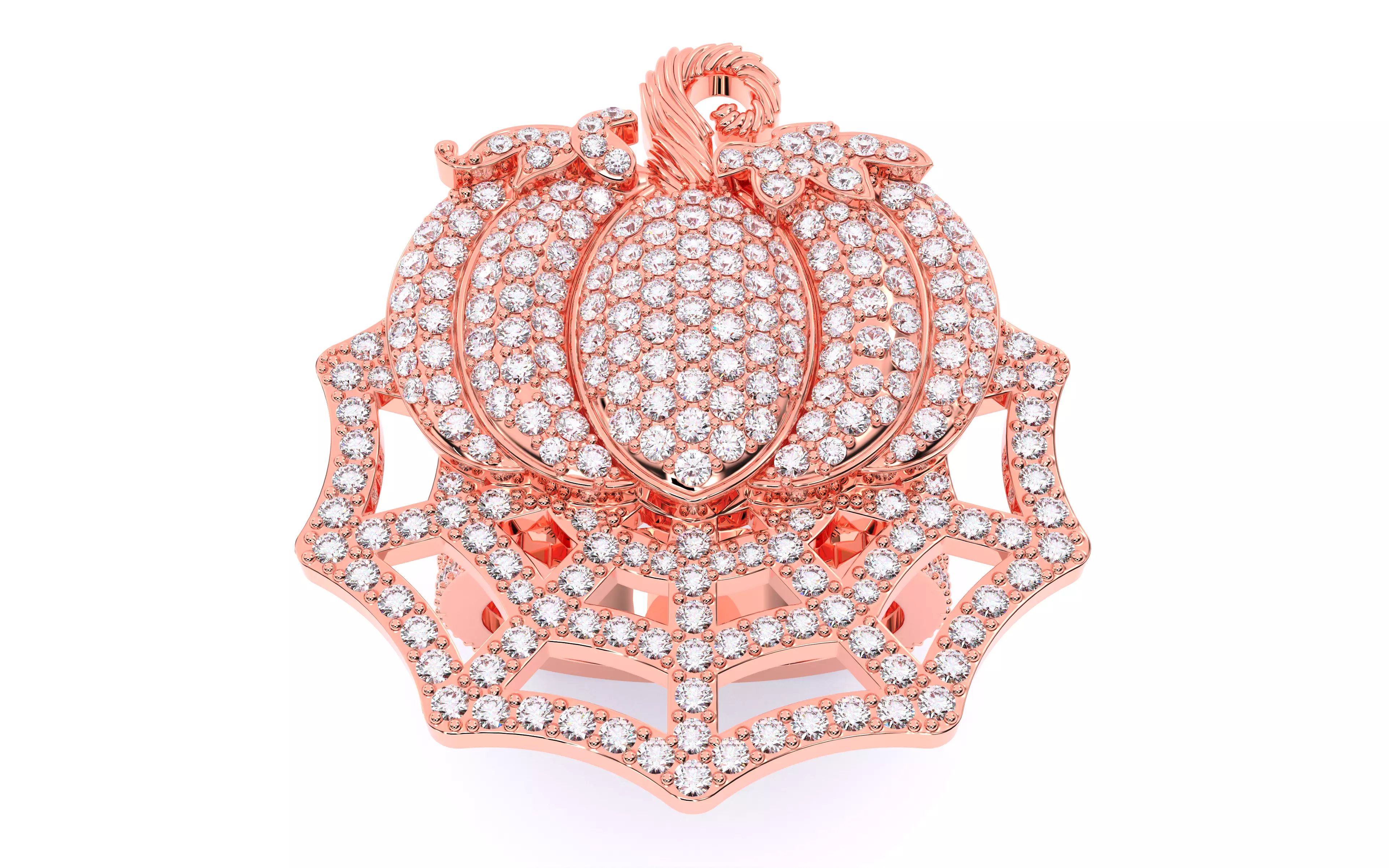 Halloween Pumpkin on Spider Web Ring 3D print model_5