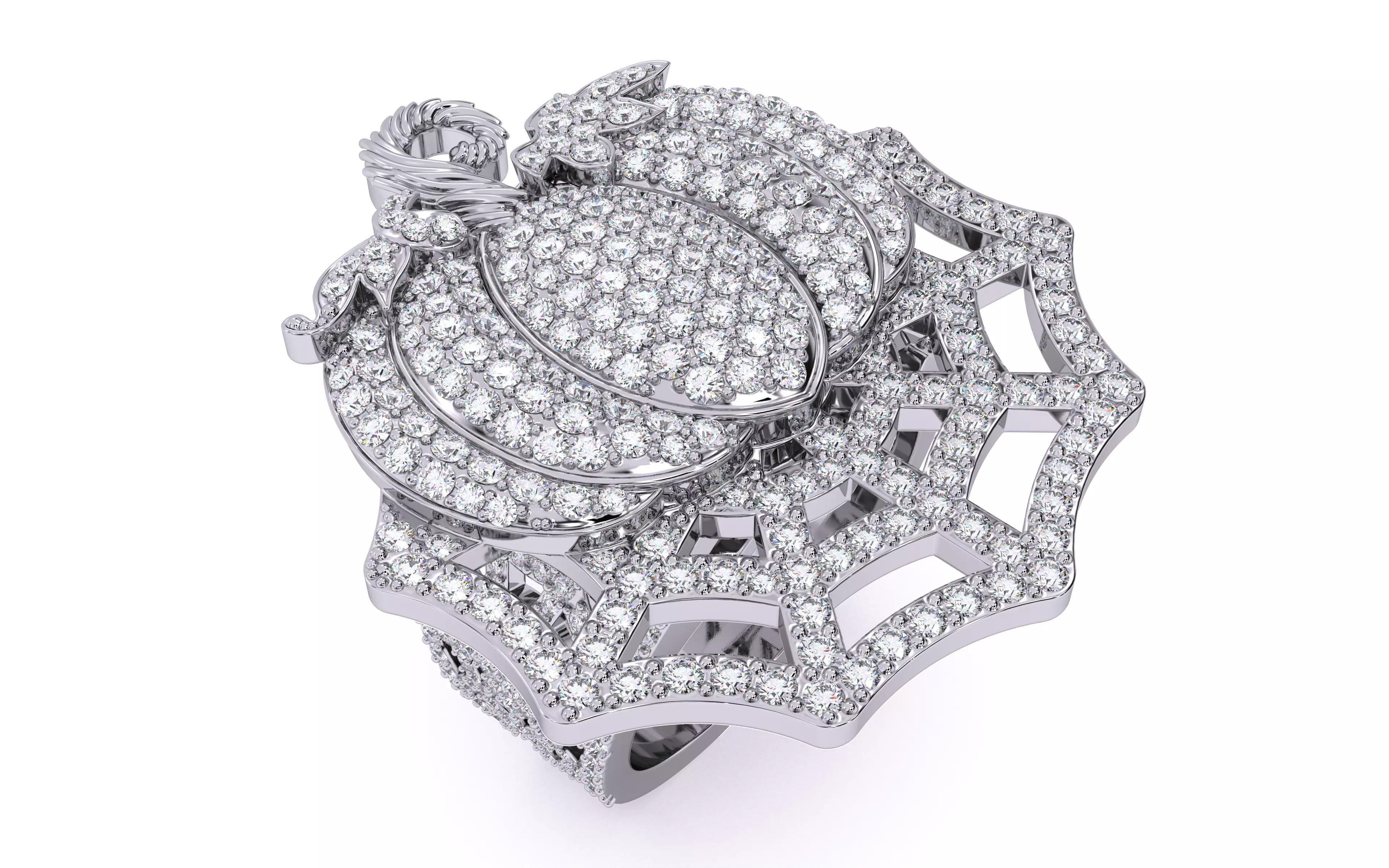 Halloween Pumpkin on Spider Web Ring 3D print model_8