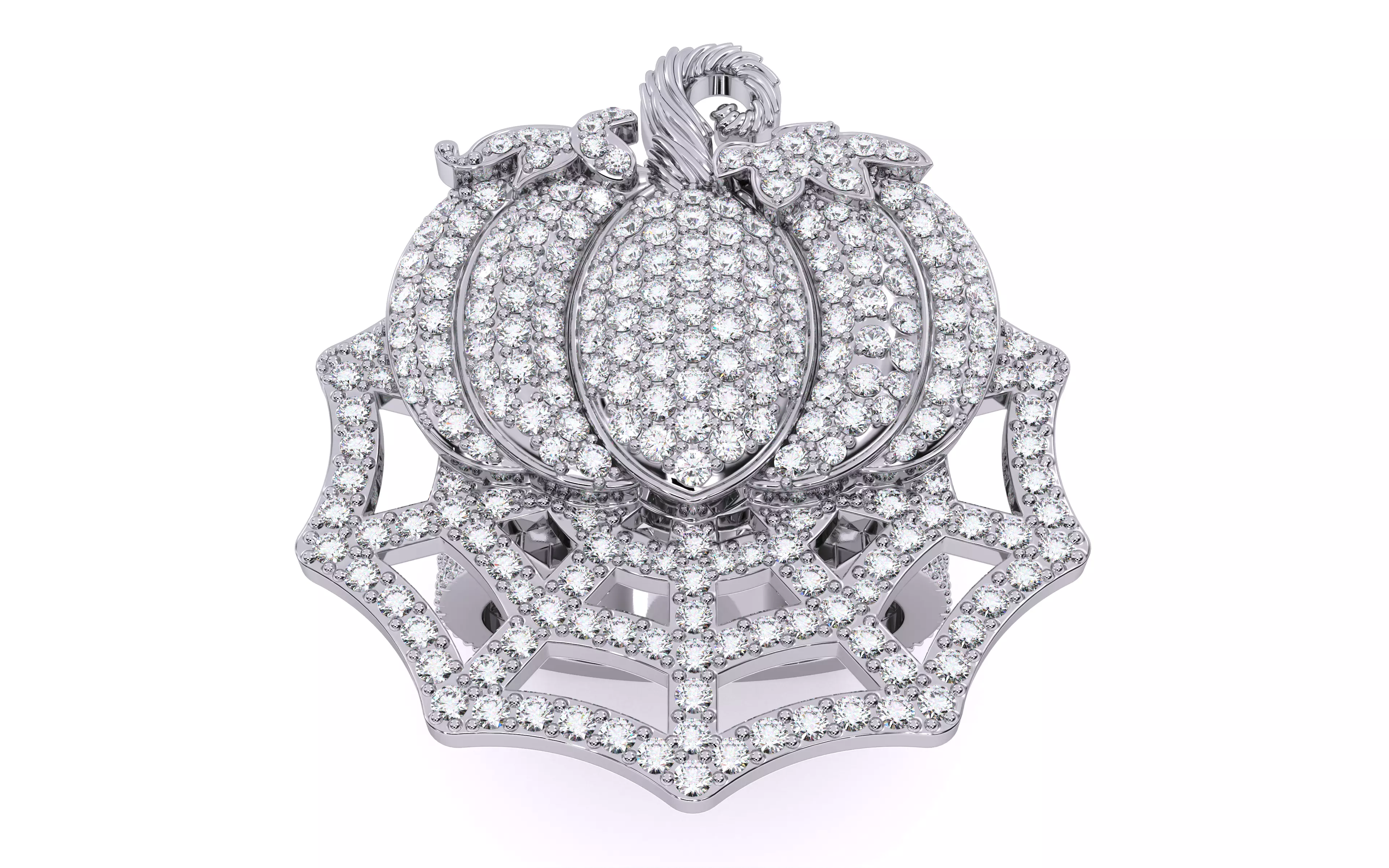 Halloween Pumpkin on Spider Web Ring 3D print model_4