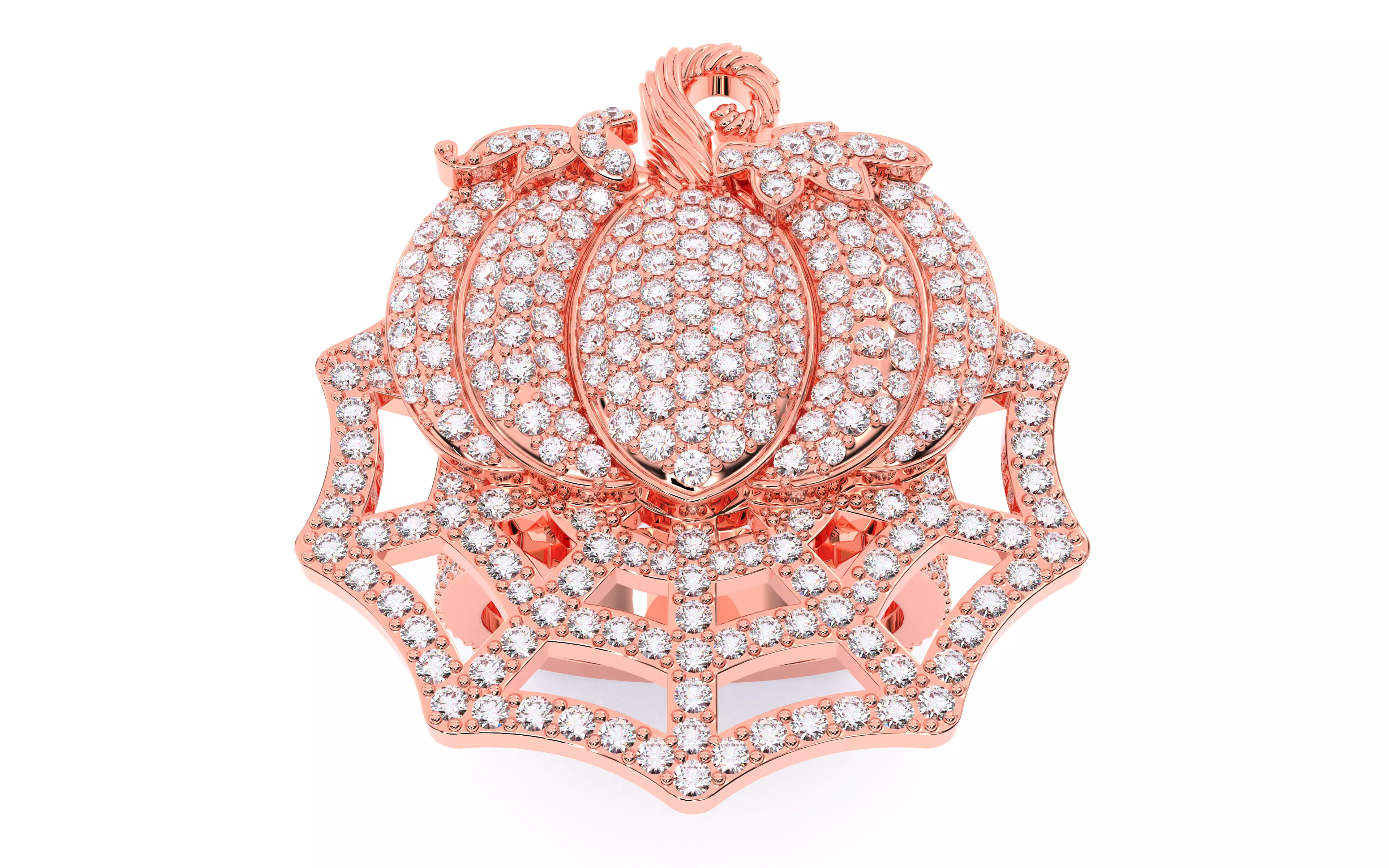 Halloween Pumpkin on Spider Web Ring 3D print model_0