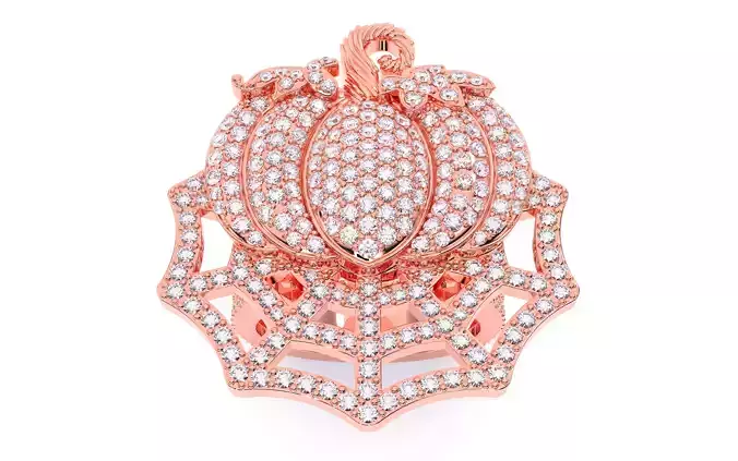 Halloween Pumpkin on Spider Web Ring 3D print model Halloween Pumpkin on Spider Web Ring 3D print model