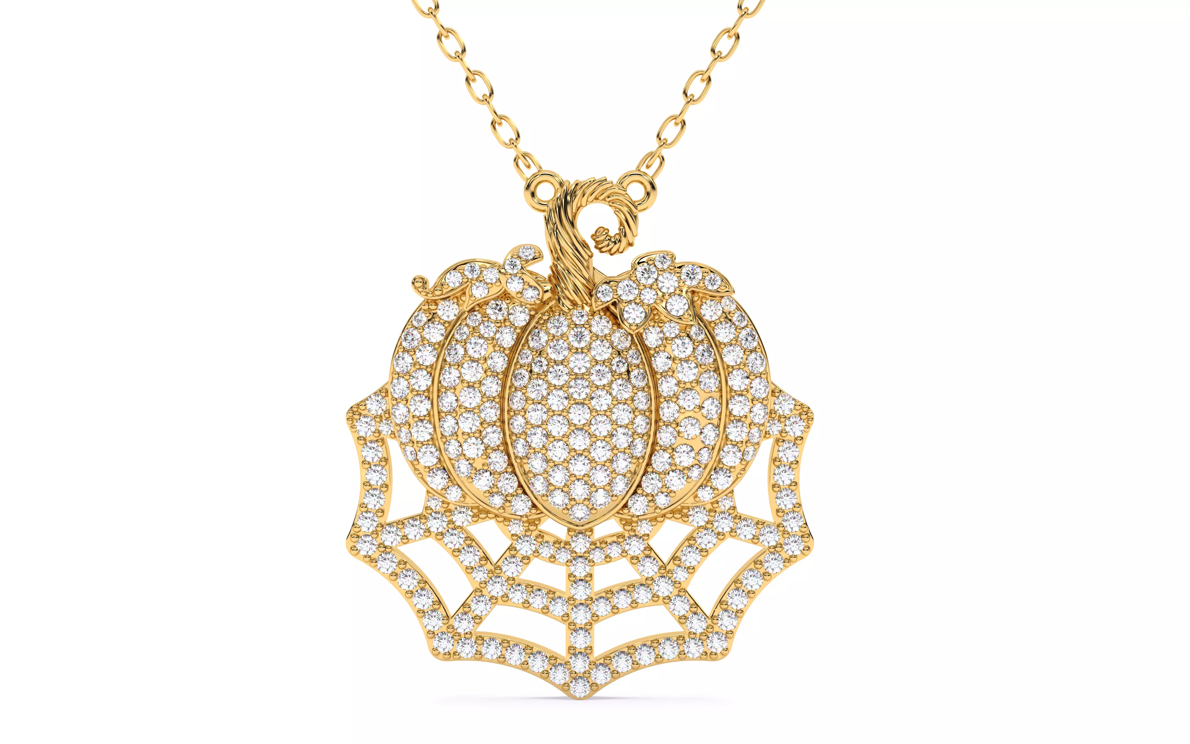 Halloween Pumpkin on Spider Web Pendant 3D print model_22