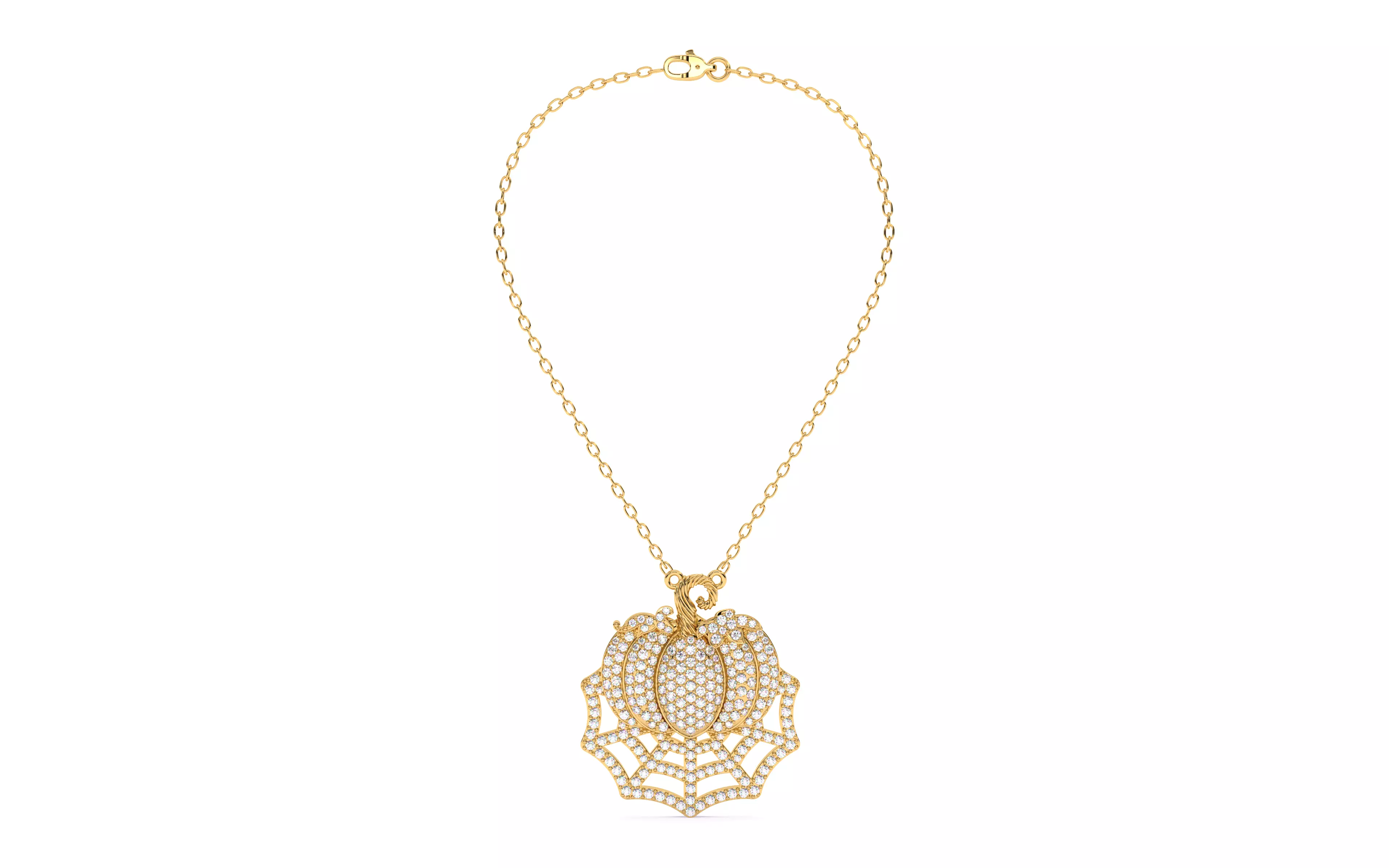 Halloween Pumpkin on Spider Web Pendant 3D print model_1