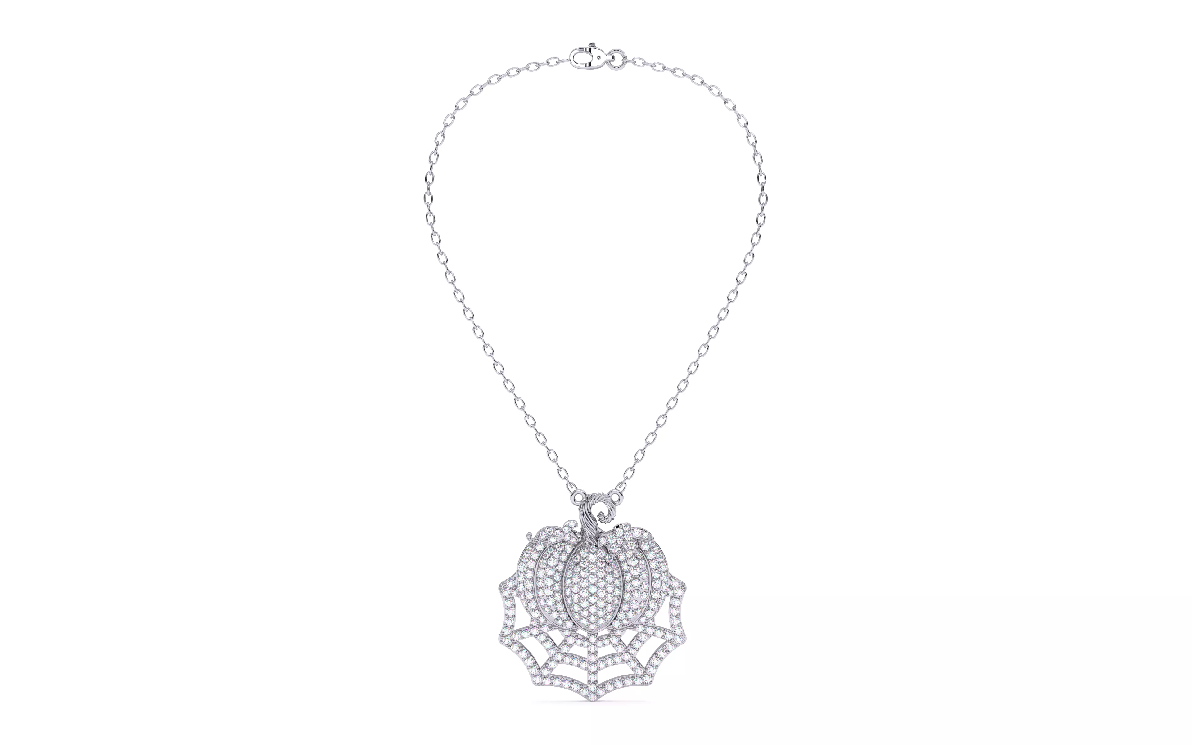 Halloween Pumpkin on Spider Web Pendant 3D print model_3