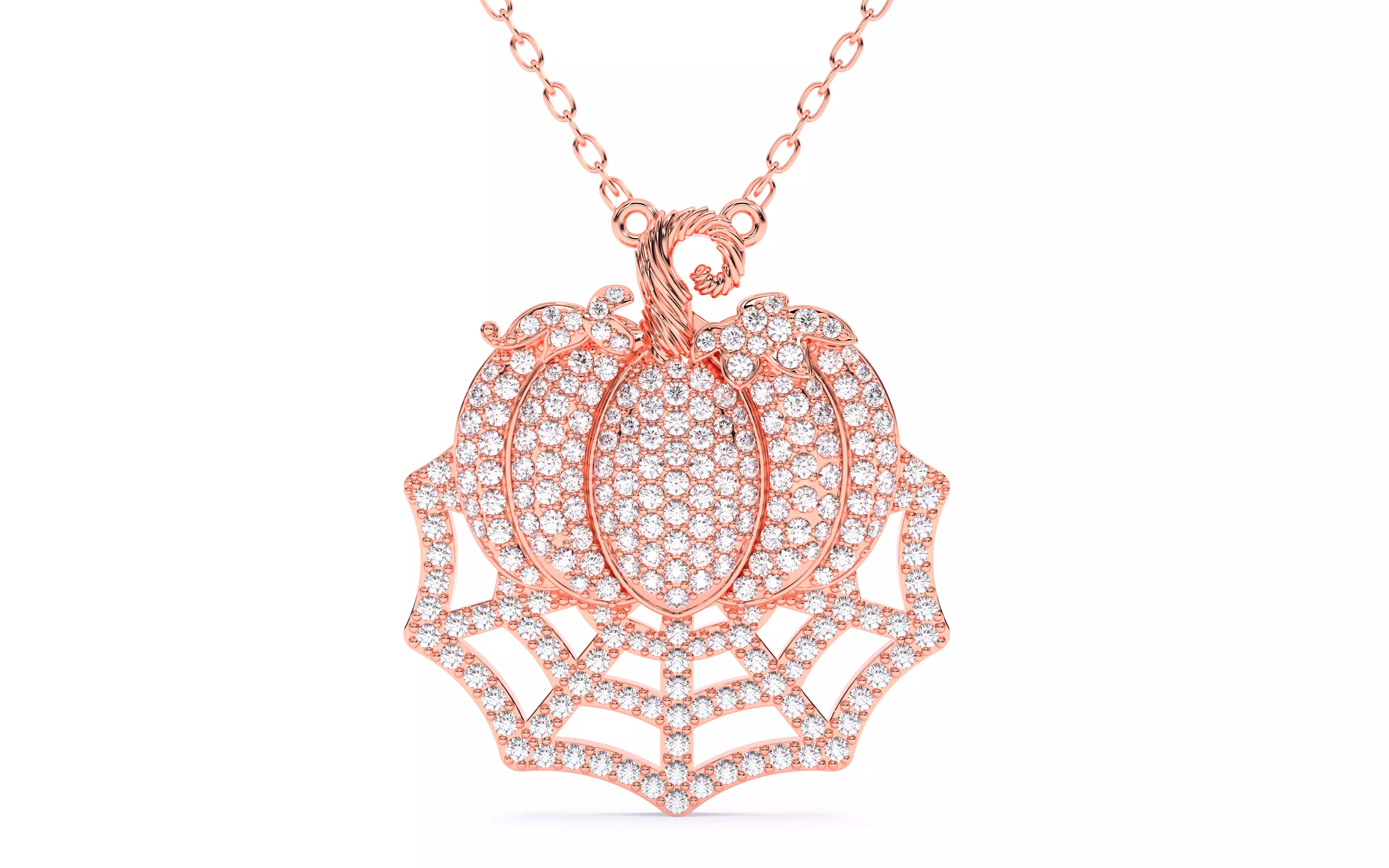 Halloween Pumpkin on Spider Web Pendant 3D print model_0