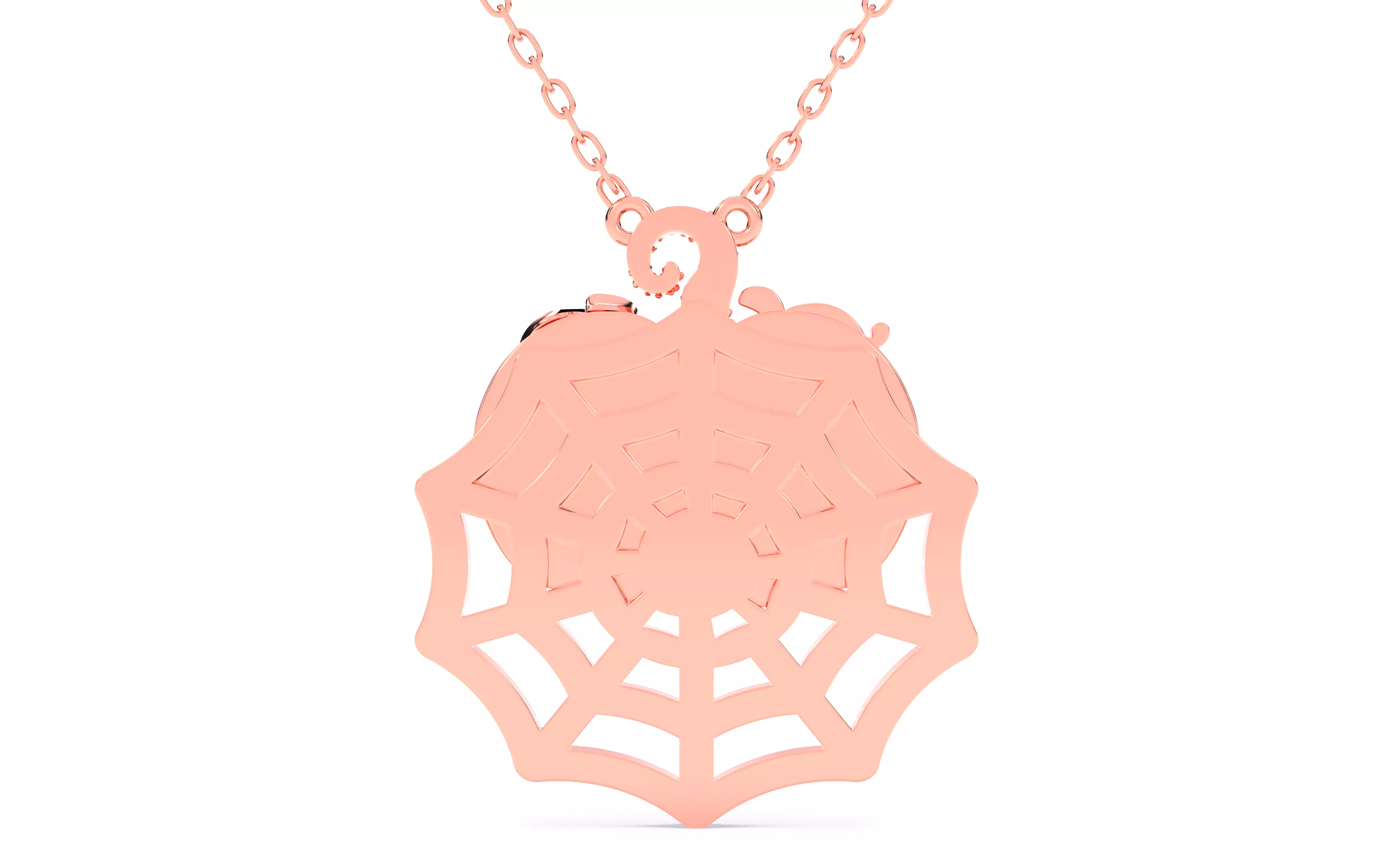 Halloween Pumpkin on Spider Web Pendant 3D print model_7