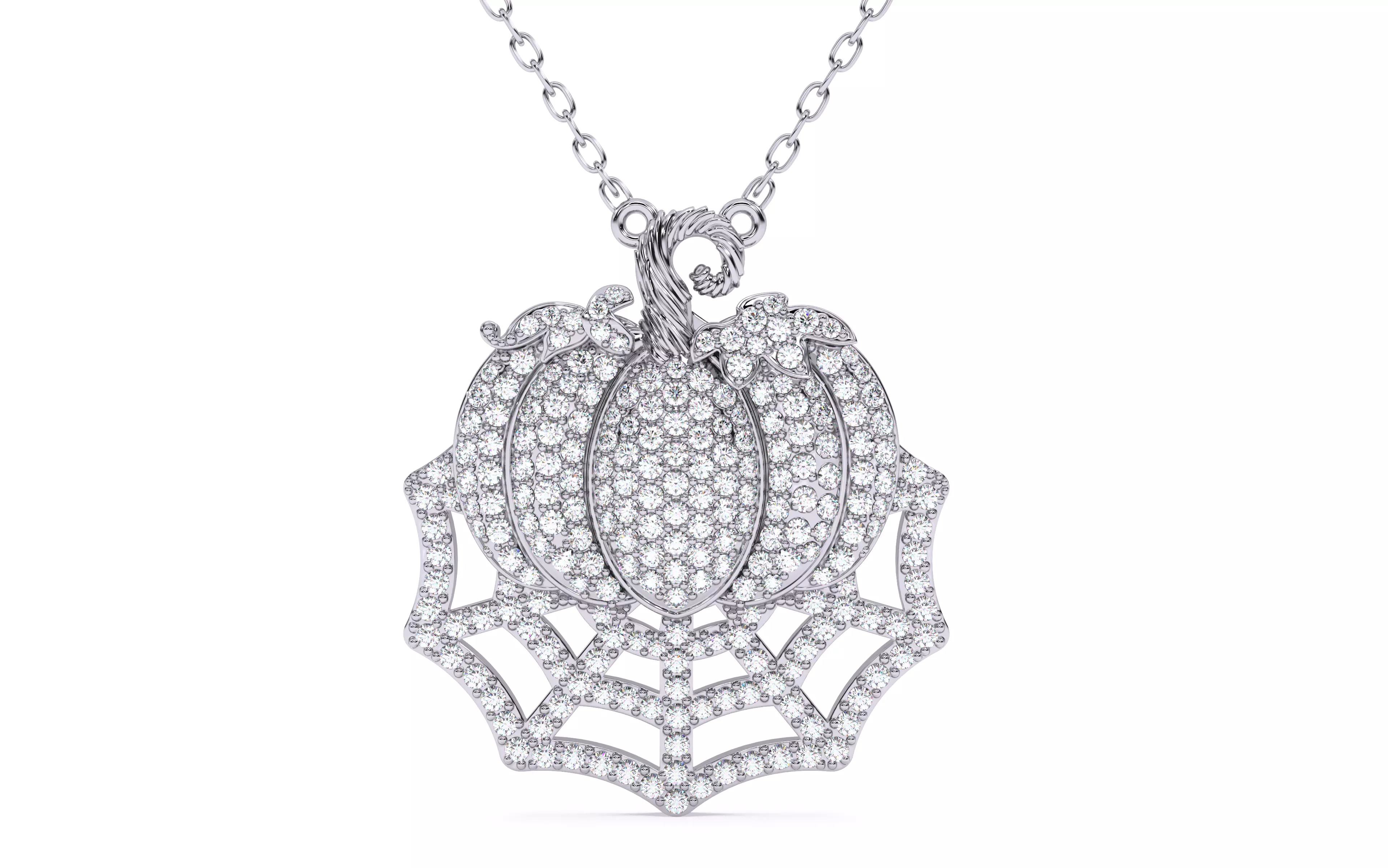 Halloween Pumpkin on Spider Web Pendant 3D print model_20