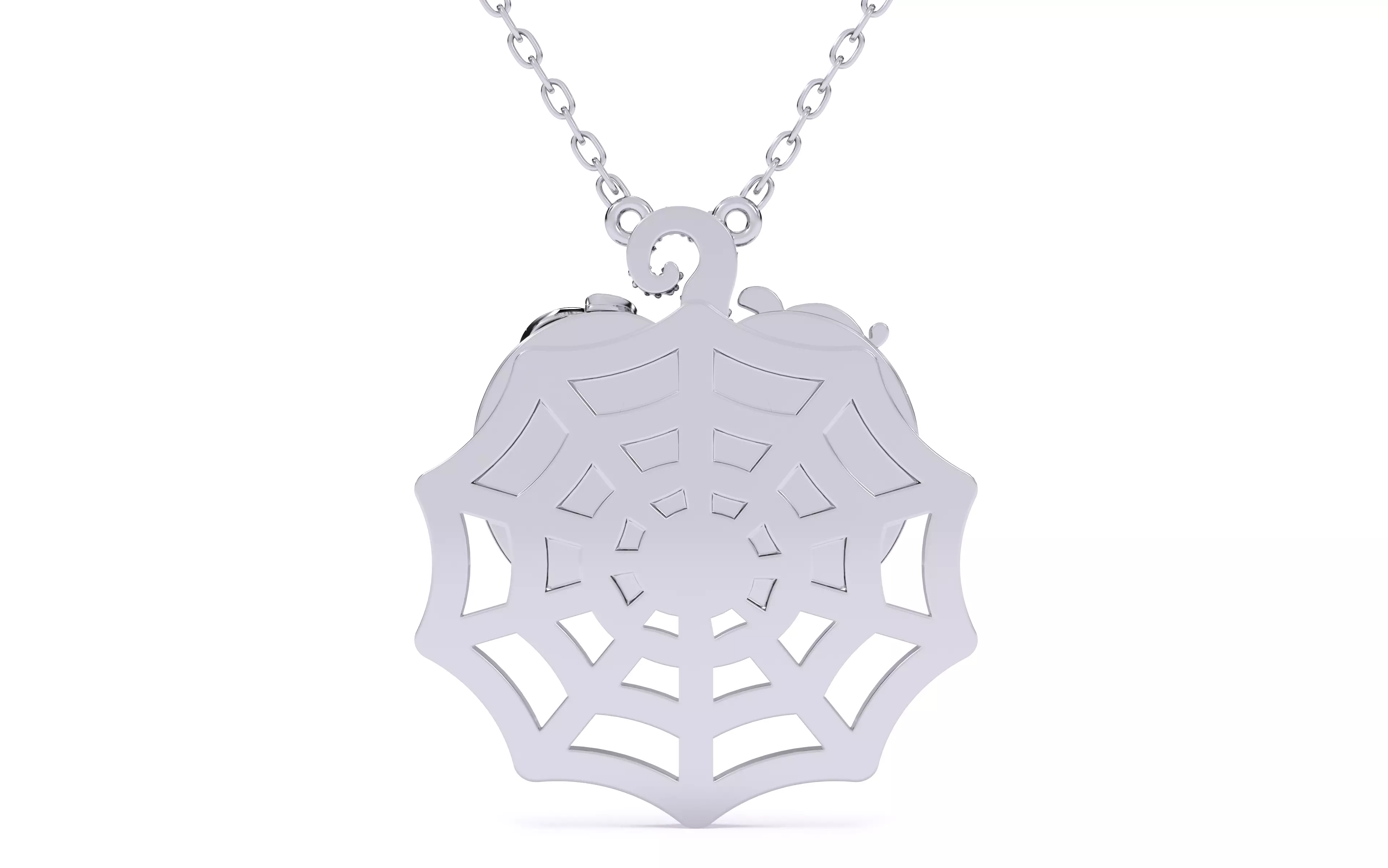 Halloween Pumpkin on Spider Web Pendant 3D print model_10