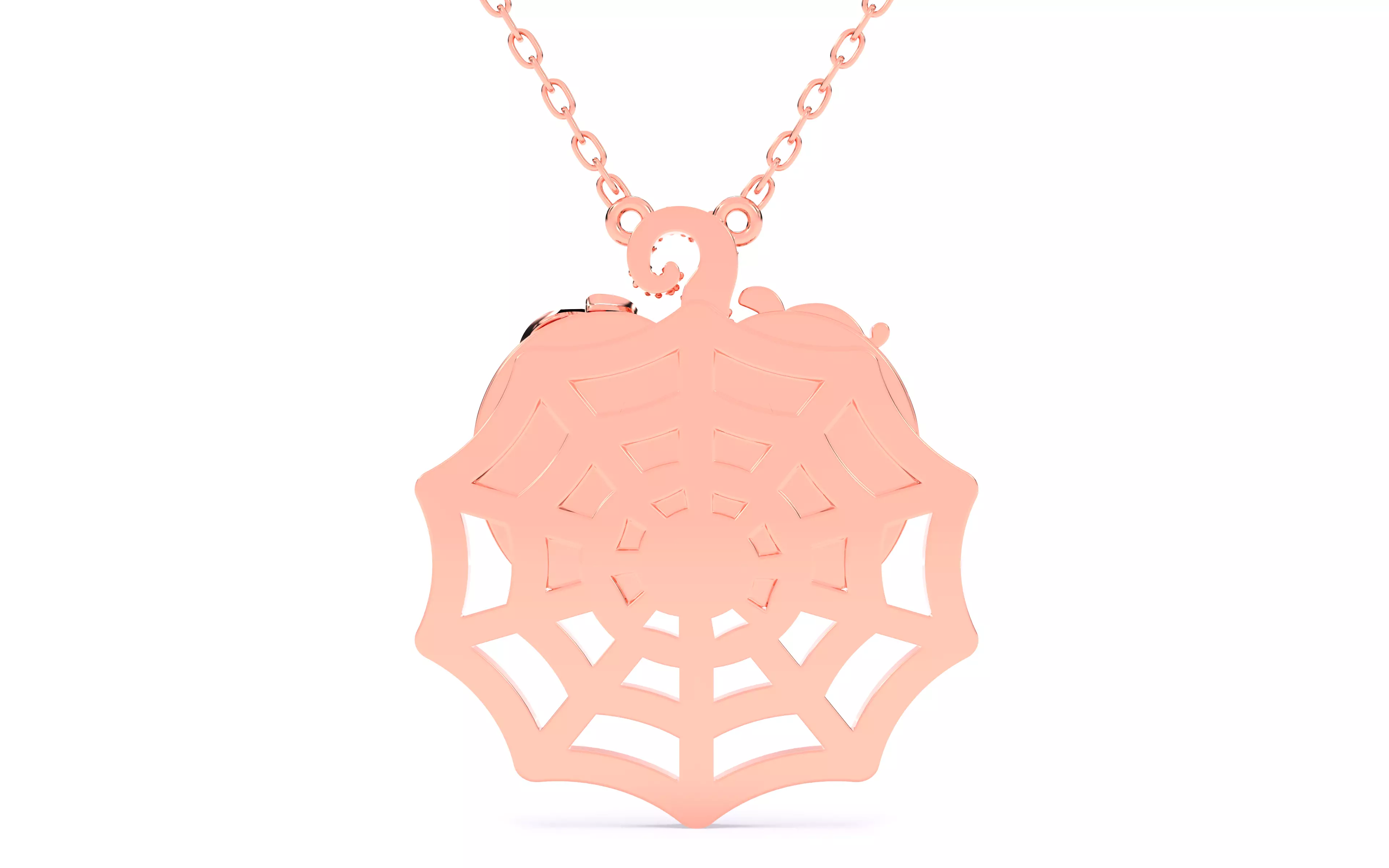 Halloween Pumpkin on Spider Web Pendant 3D print model_8
