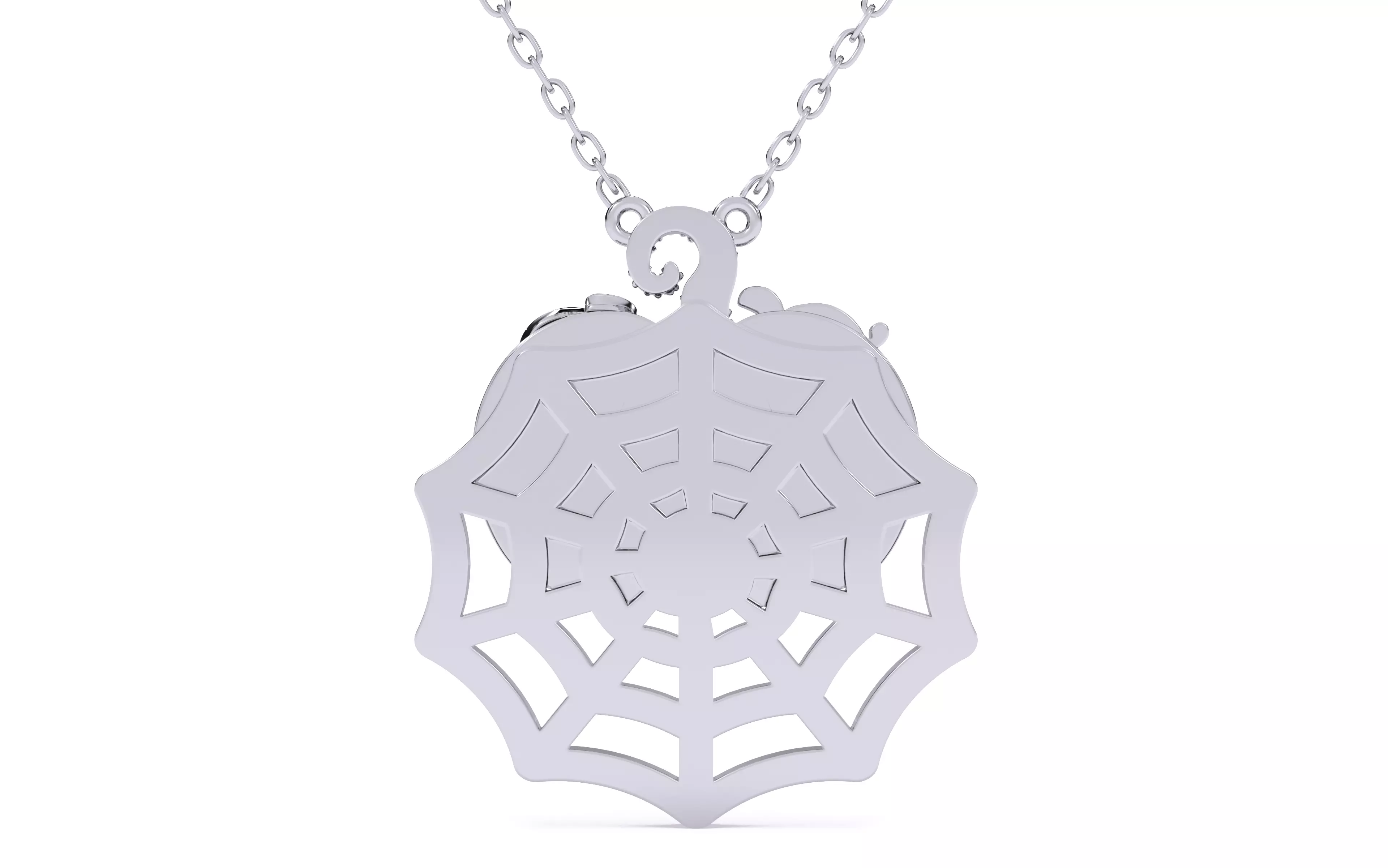 Halloween Pumpkin on Spider Web Pendant 3D print model_9