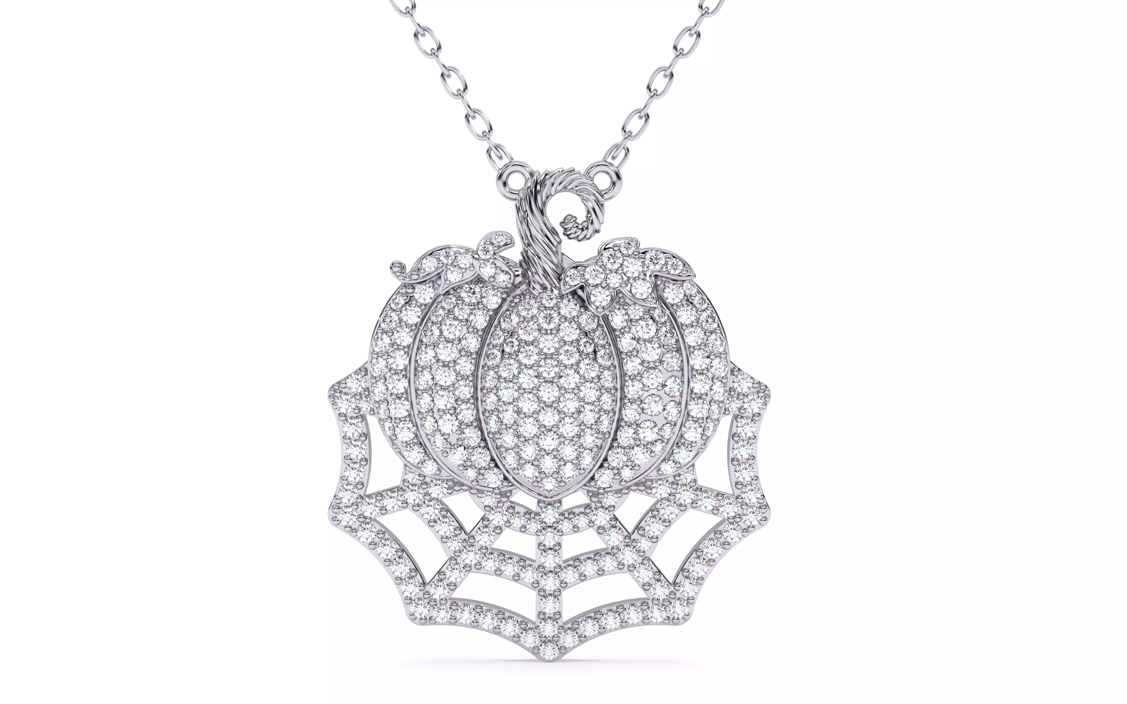 Halloween Pumpkin on Spider Web Pendant 3D print model_21