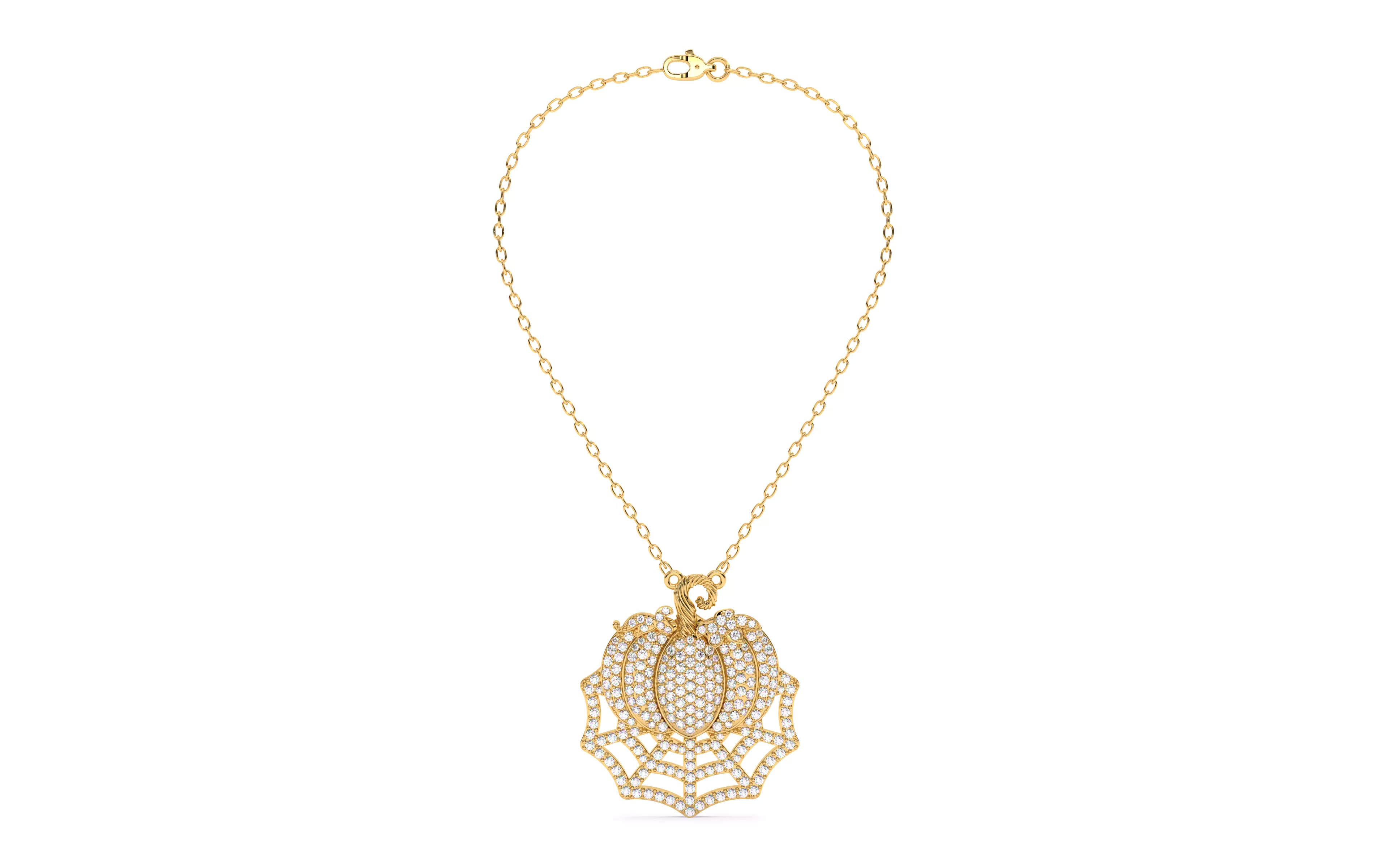 Halloween Pumpkin on Spider Web Pendant 3D print model_2