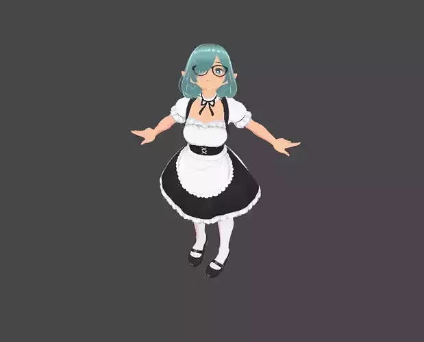 vroid 3D elf maid anime character cute girl