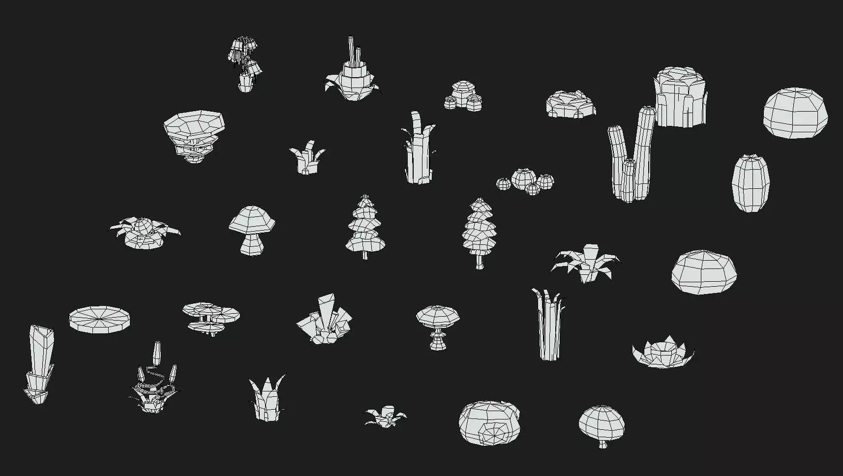 Stylized Vegetation Asset Pack Low-poly 3D model_4