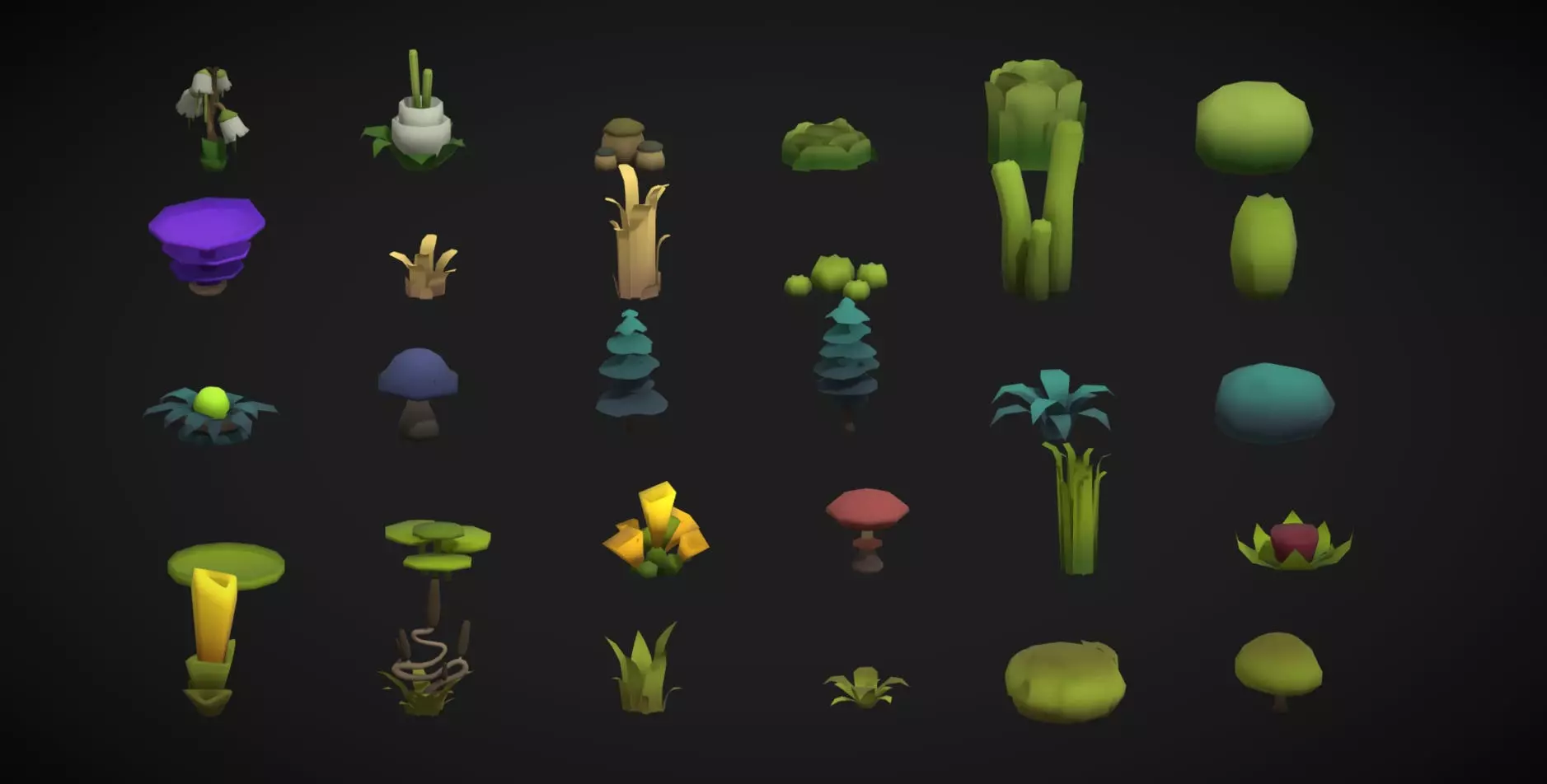 Stylized Vegetation Asset Pack Low-poly 3D model_2