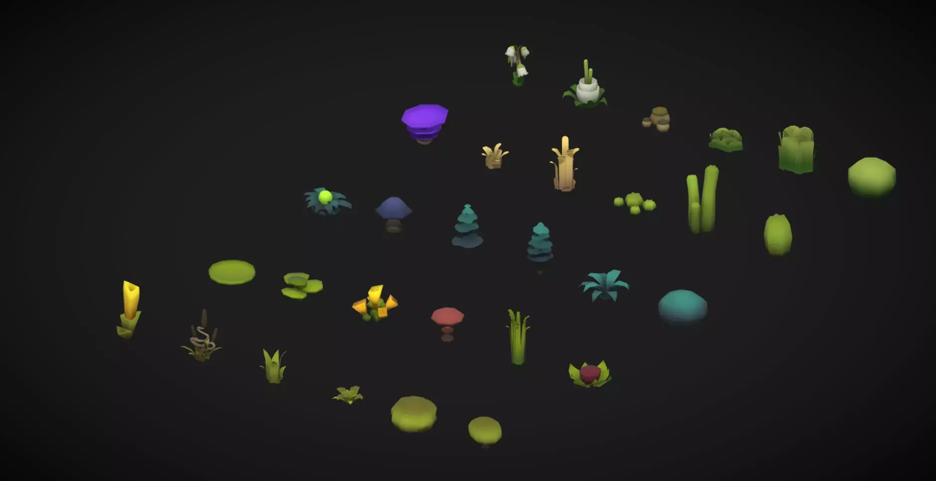 Stylized Vegetation Asset Pack Low-poly 3D model_1