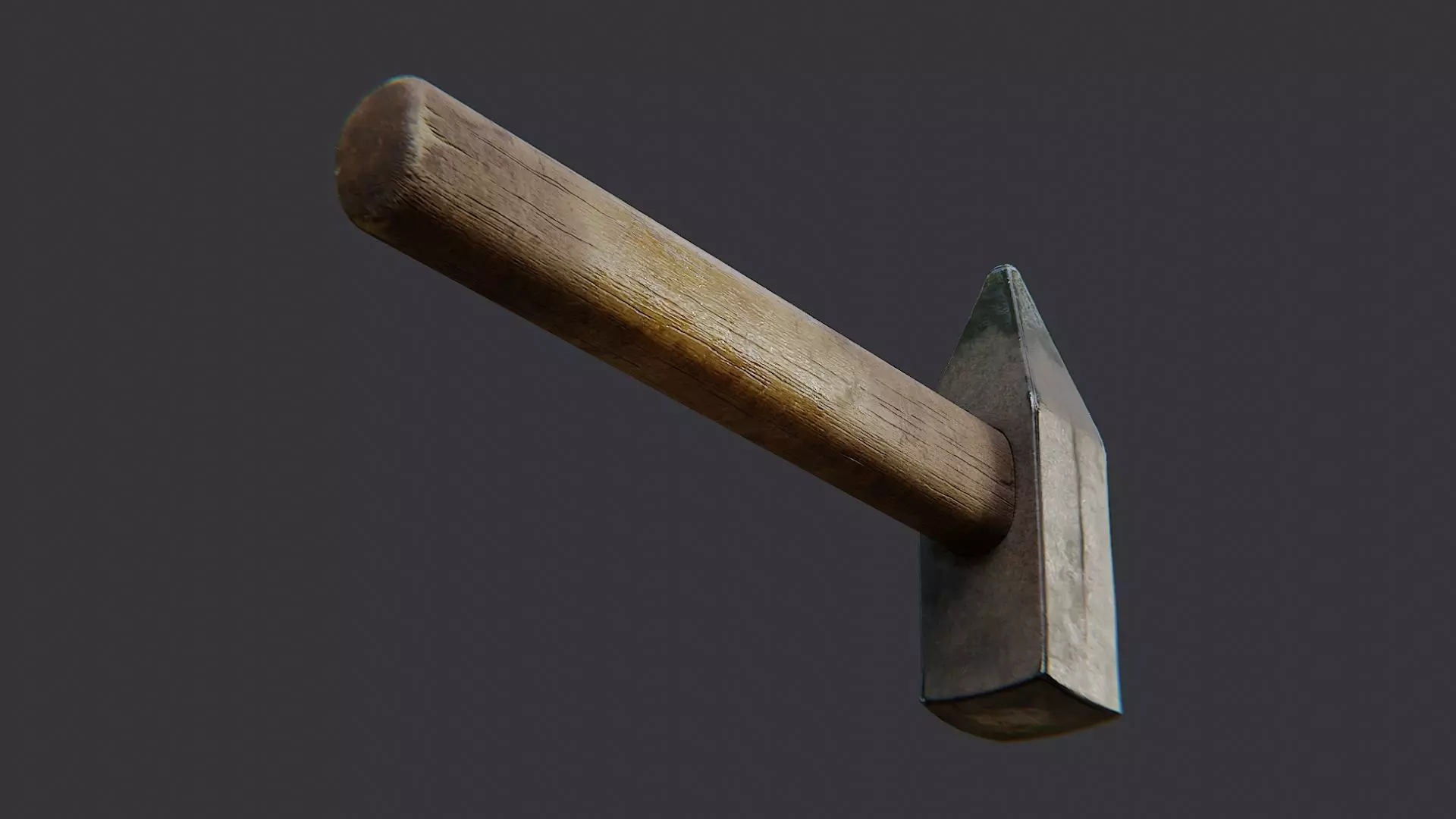 Cold War Hammer with Wooden Handle Low-poly 3D model_5