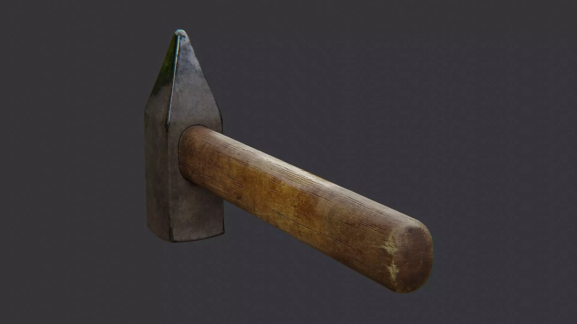 Cold War Hammer with Wooden Handle Low-poly 3D model_1