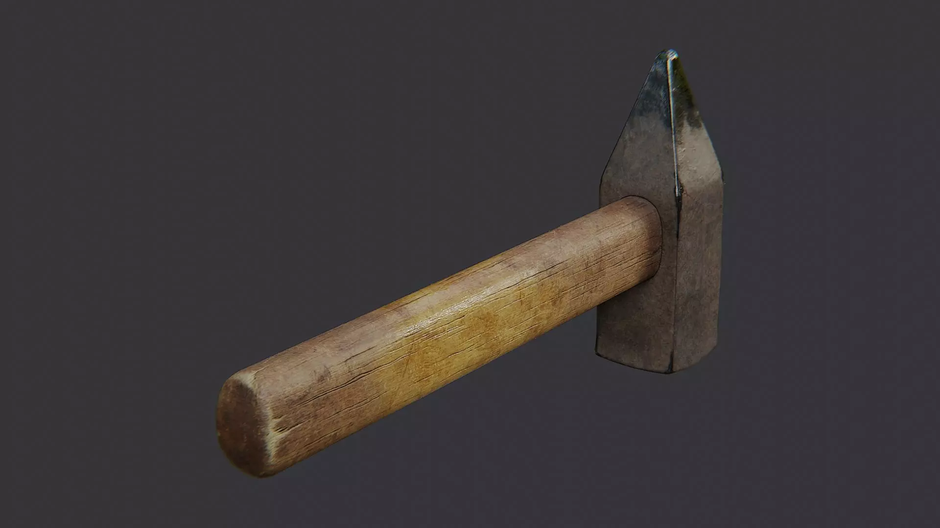 Cold War Hammer with Wooden Handle Low-poly 3D model_0