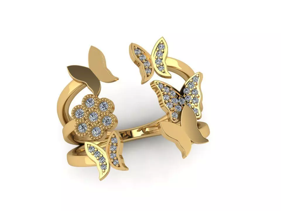 Butterfly fashion design ring 3D print model
