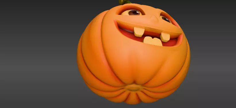 Stylized Cartoon Jack-O-Lantern 3D Model Halloween Pumpkin Face 3D print model_1