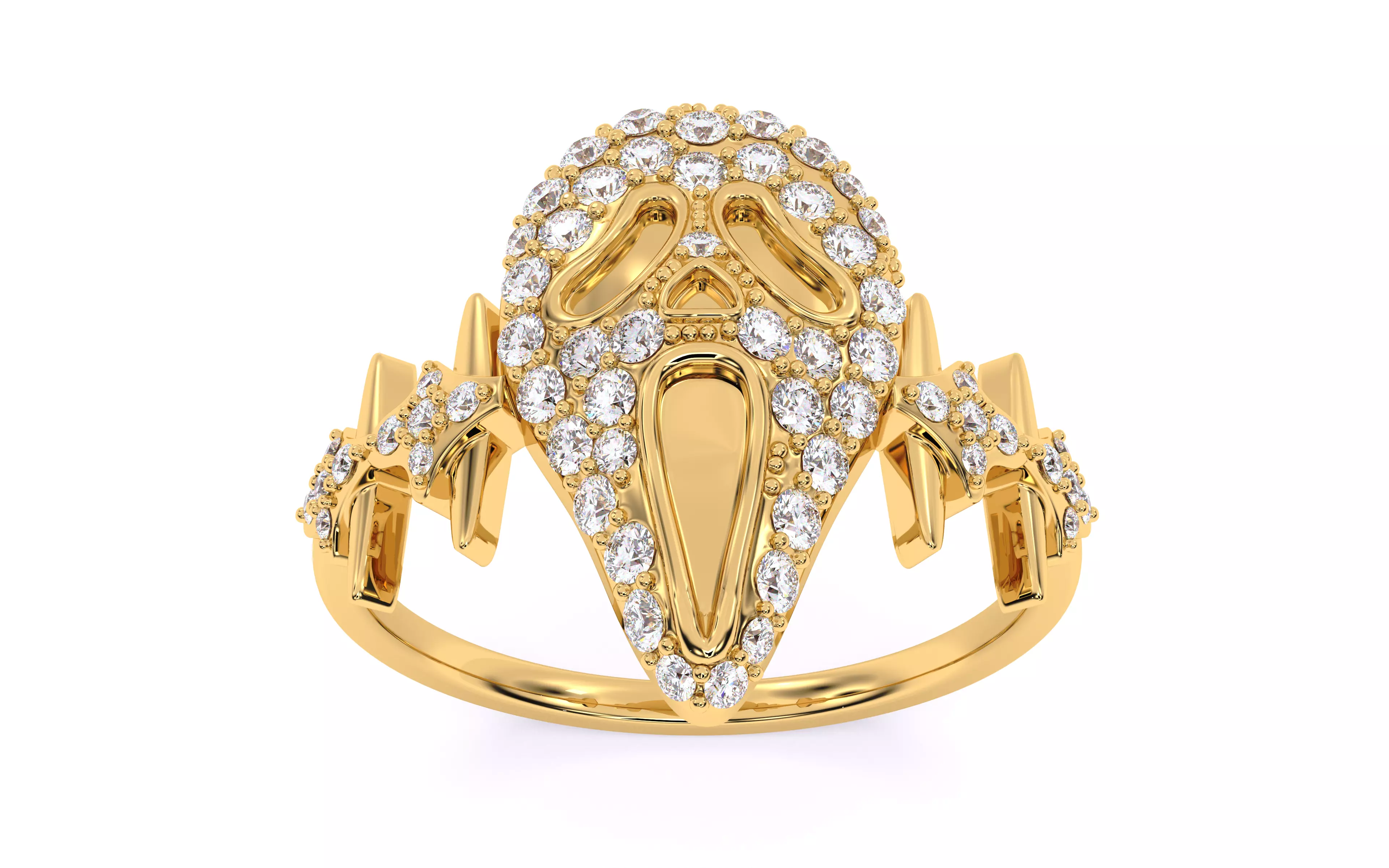 Ghost Scream Ring 3dm stl renders details 3D print model_6