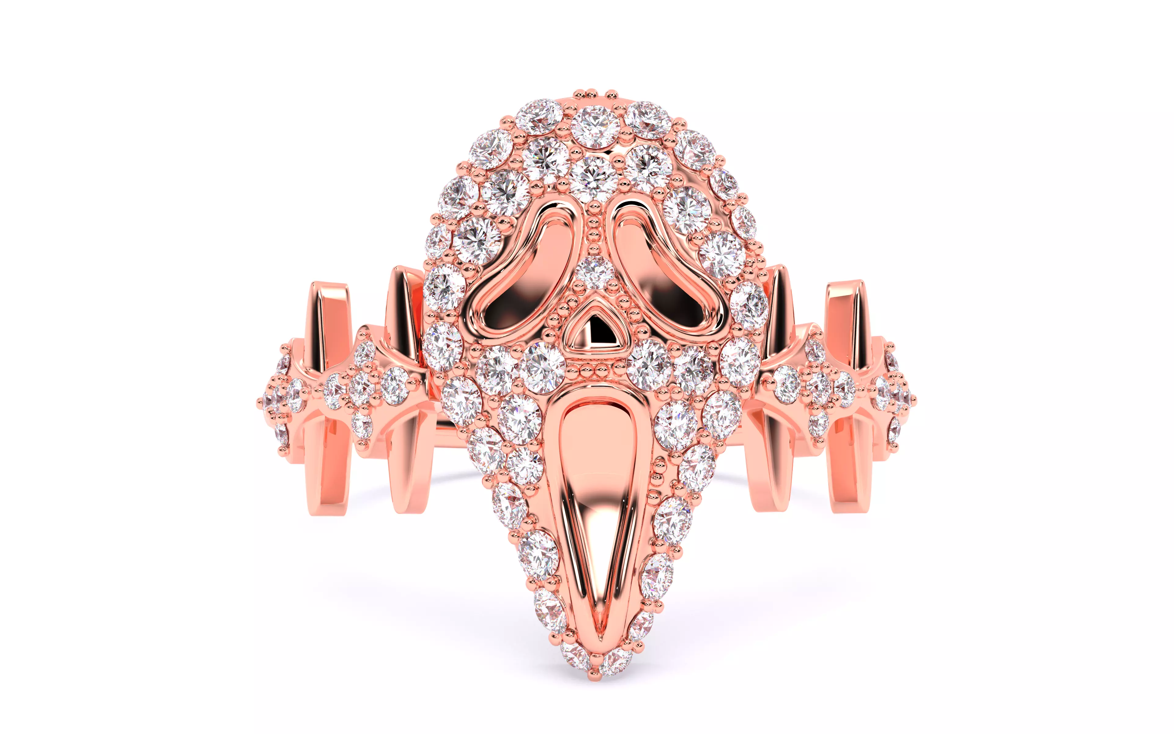 Ghost Scream Ring 3dm stl renders details 3D print model_0