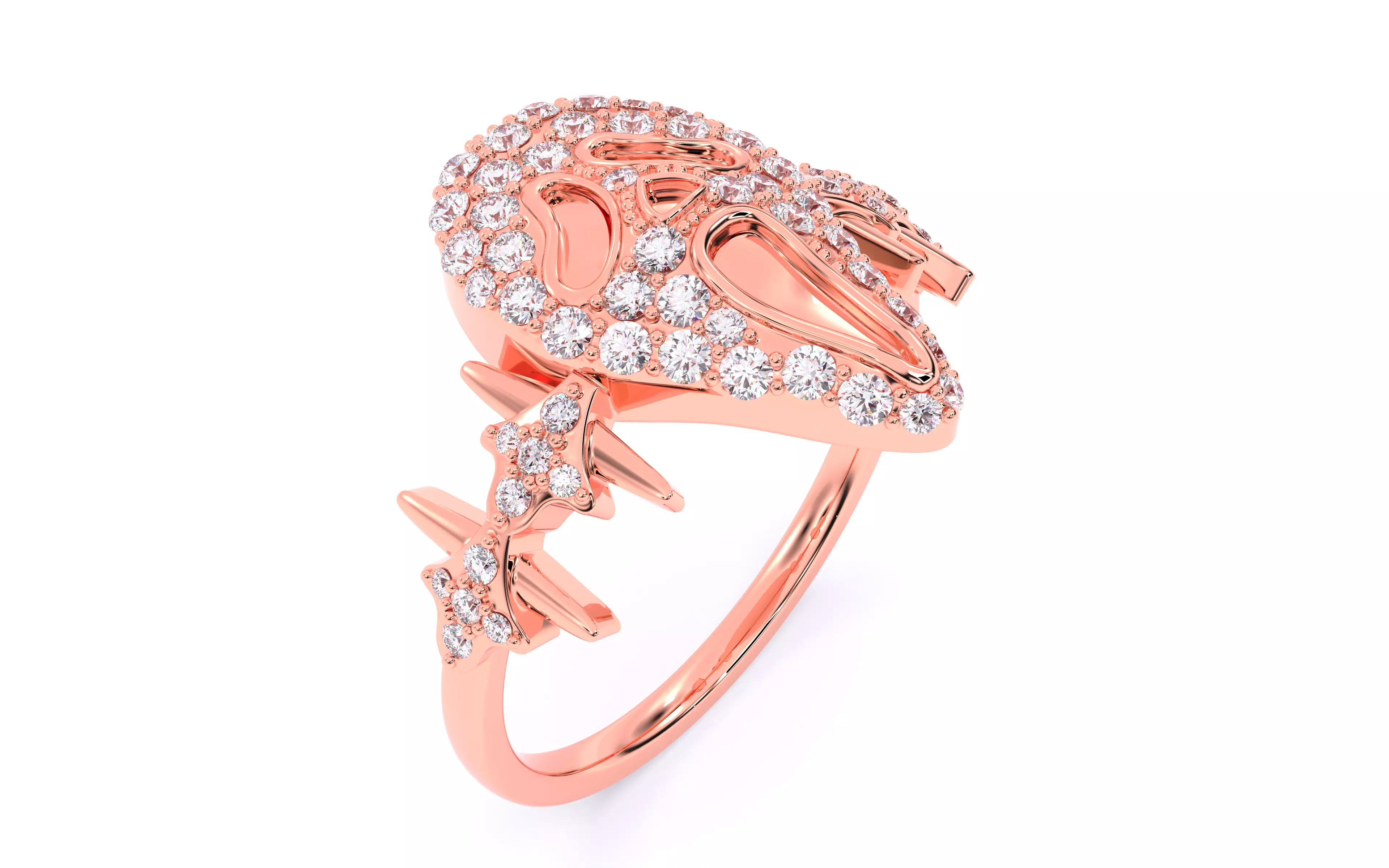 Ghost Scream Ring 3dm stl renders details 3D print model_12