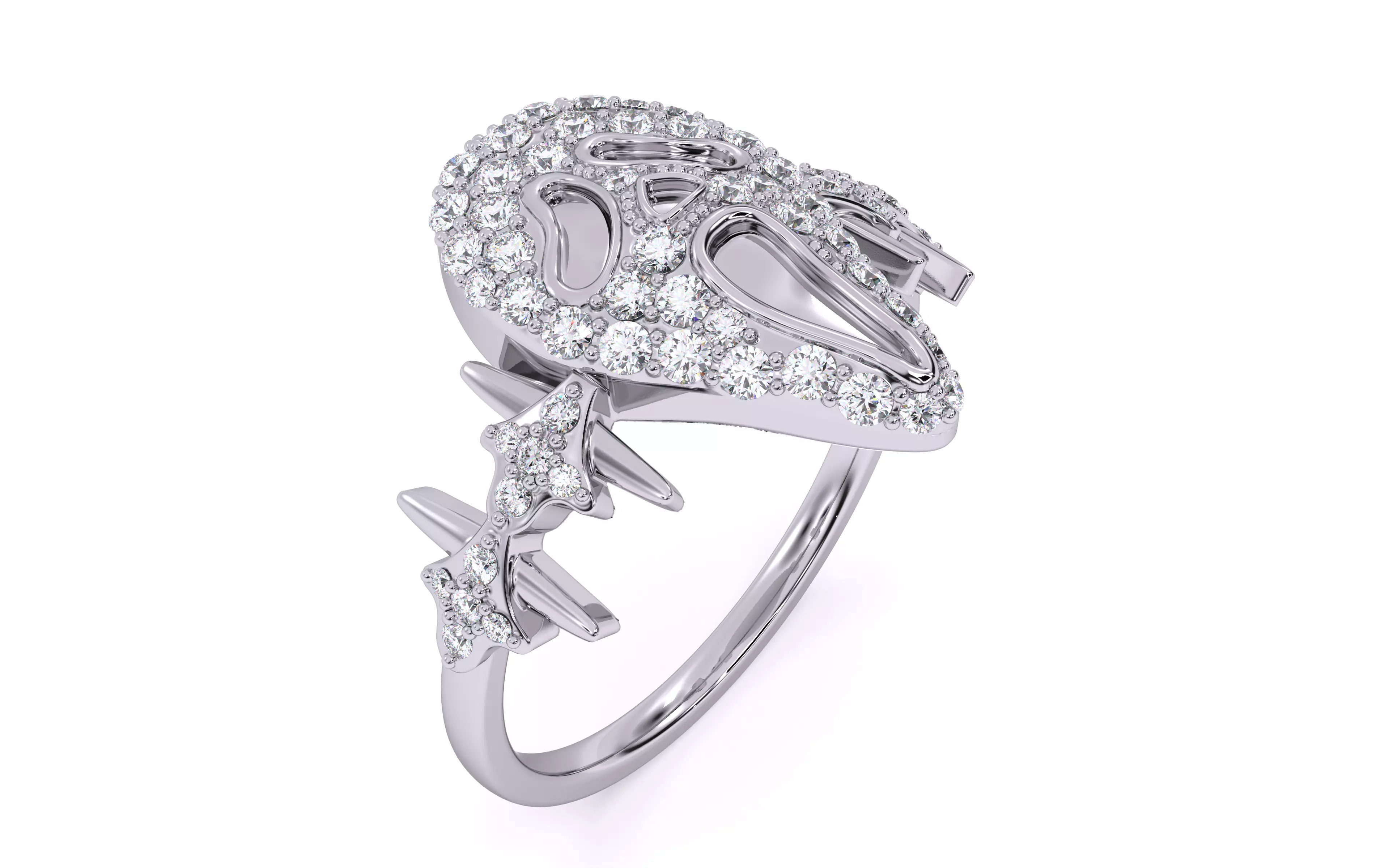 Ghost Scream Ring 3dm stl renders details 3D print model_10