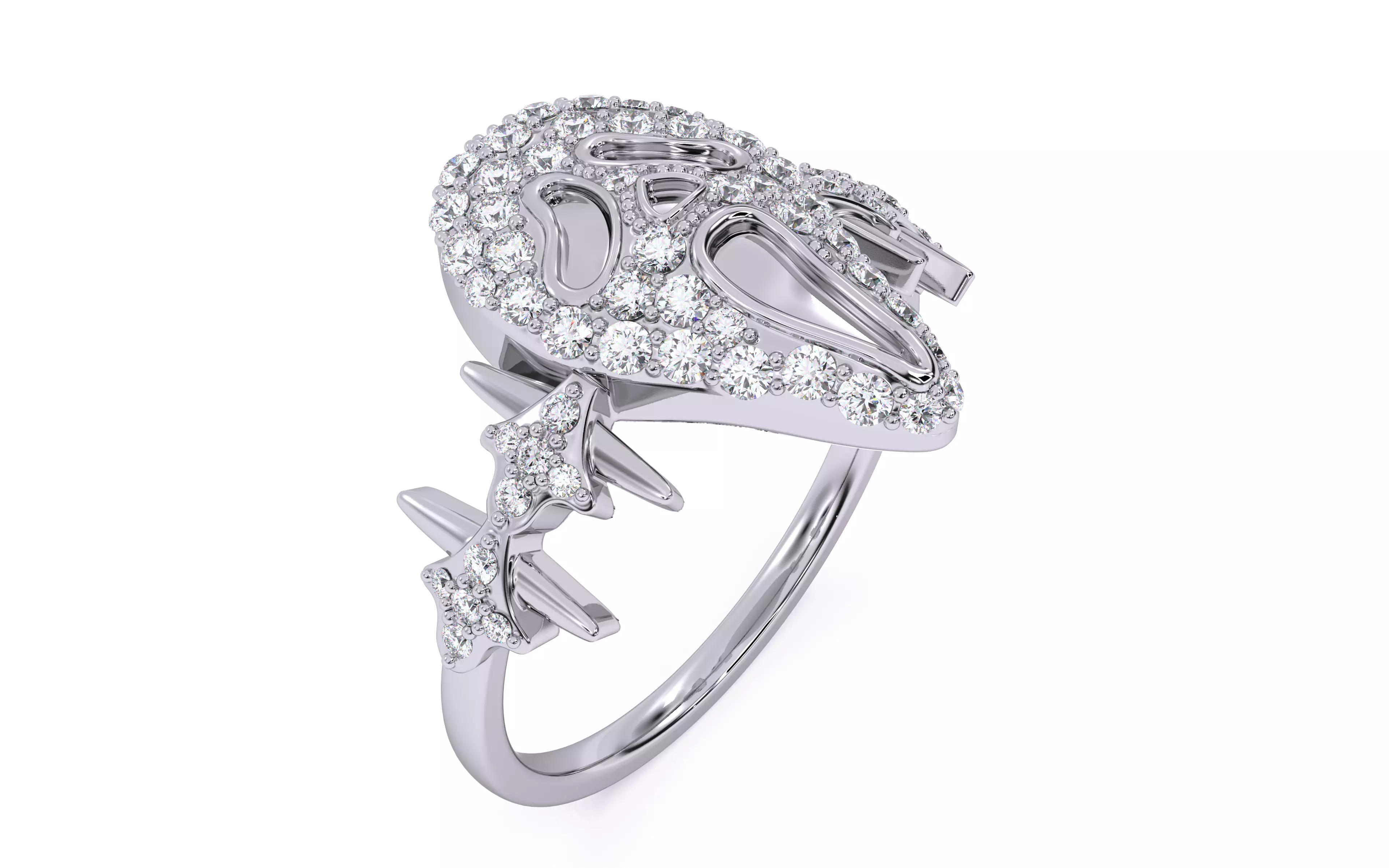 Ghost Scream Ring 3dm stl renders details 3D print model_9