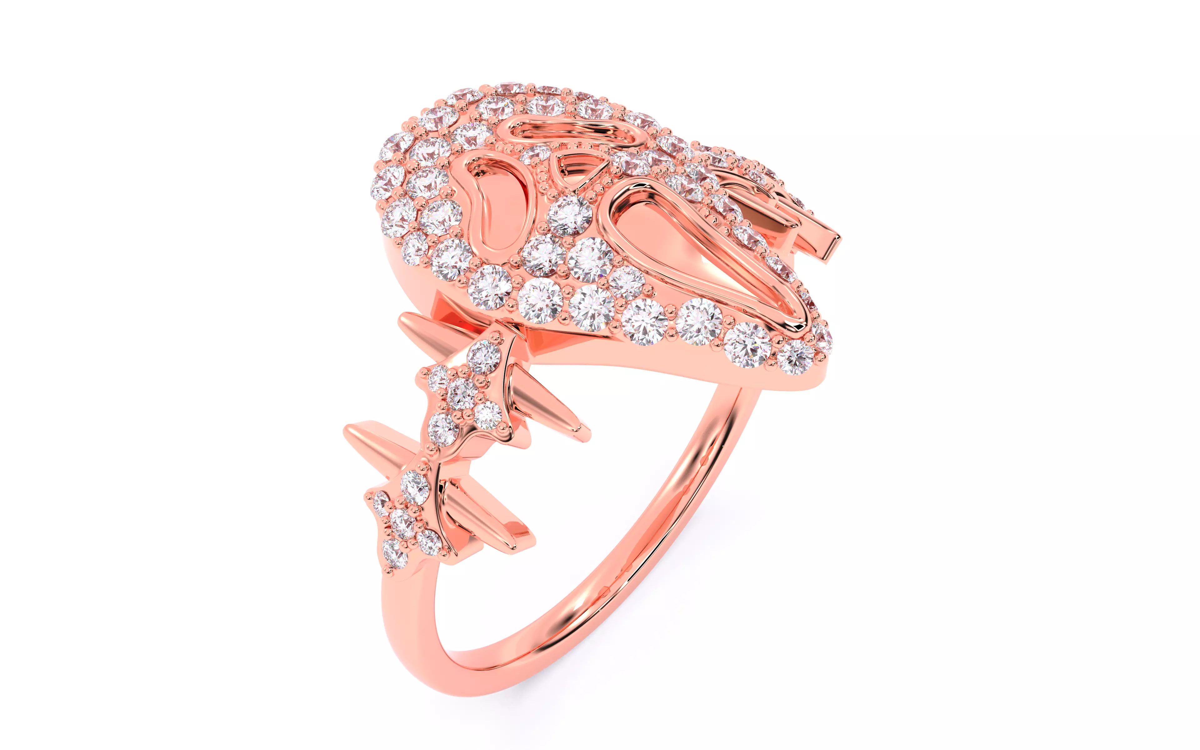 Ghost Scream Ring 3dm stl renders details 3D print model_11