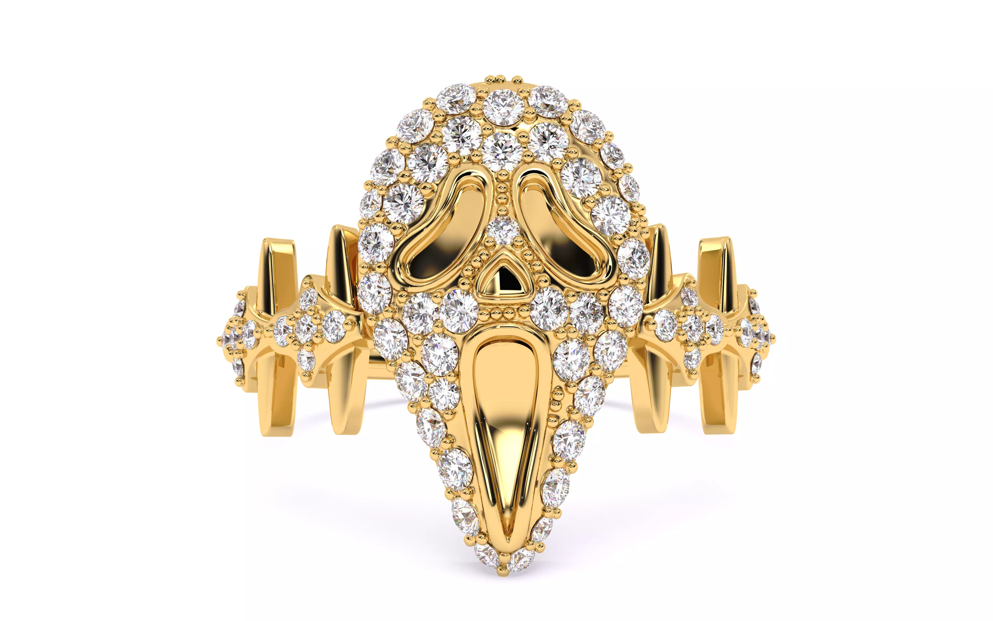 Ghost Scream Ring 3dm stl renders details 3D print model_29