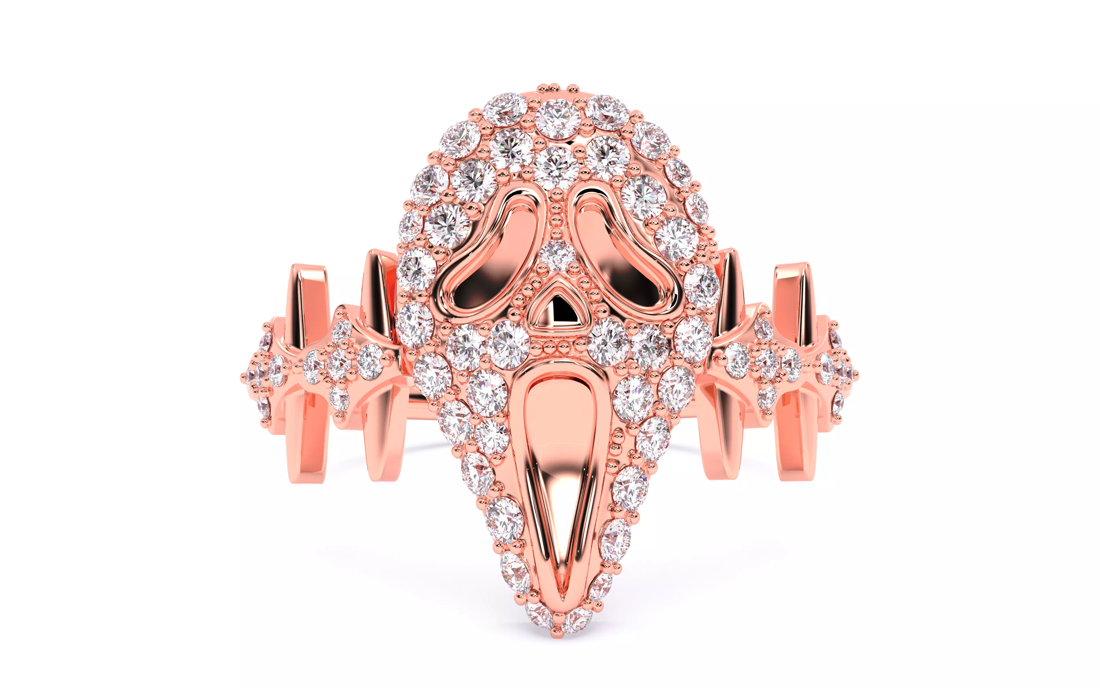 Ghost Scream Ring 3dm stl renders details 3D print model_25